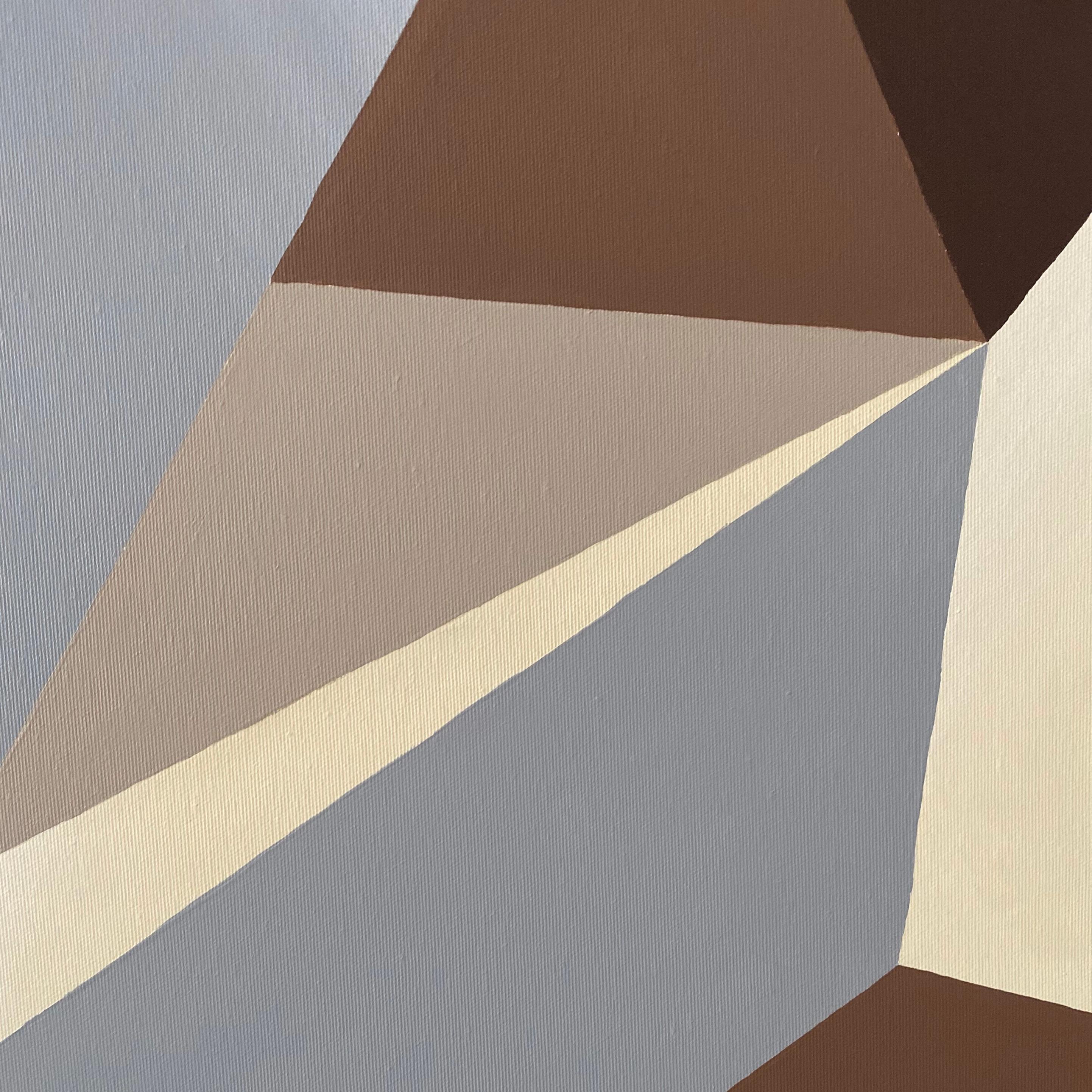 Buntes modernes abstraktes Originalgemälde Meta-Futurismus. Sand, Braun, Creme. (Kaltmalerei) im Angebot
