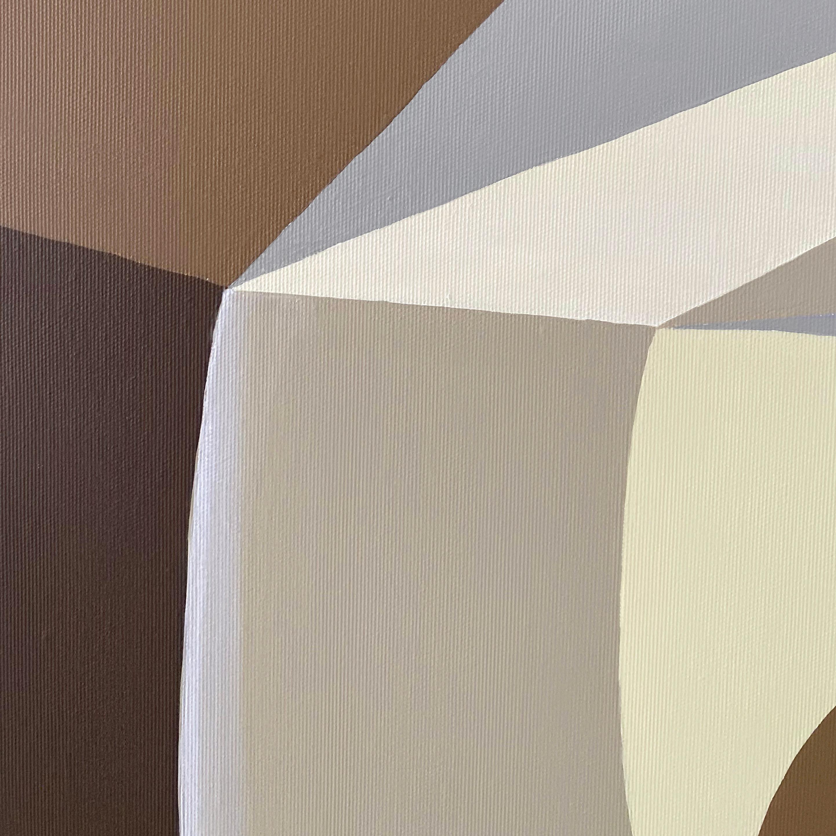 Buntes modernes abstraktes Originalgemälde Meta-Futurismus. Sand, Braun, Creme. (Leinwand) im Angebot