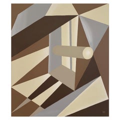 Colorful Modern Abstract Original Painting Meta-Futurism. sand, brown, cream.