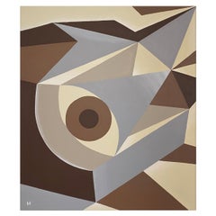 Colorful Modern Abstract Original Painting Meta-Futurism. Sand, brown, cream.