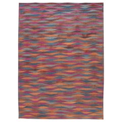 Alfombra de lana Kilim de tejido plano, moderna y colorida