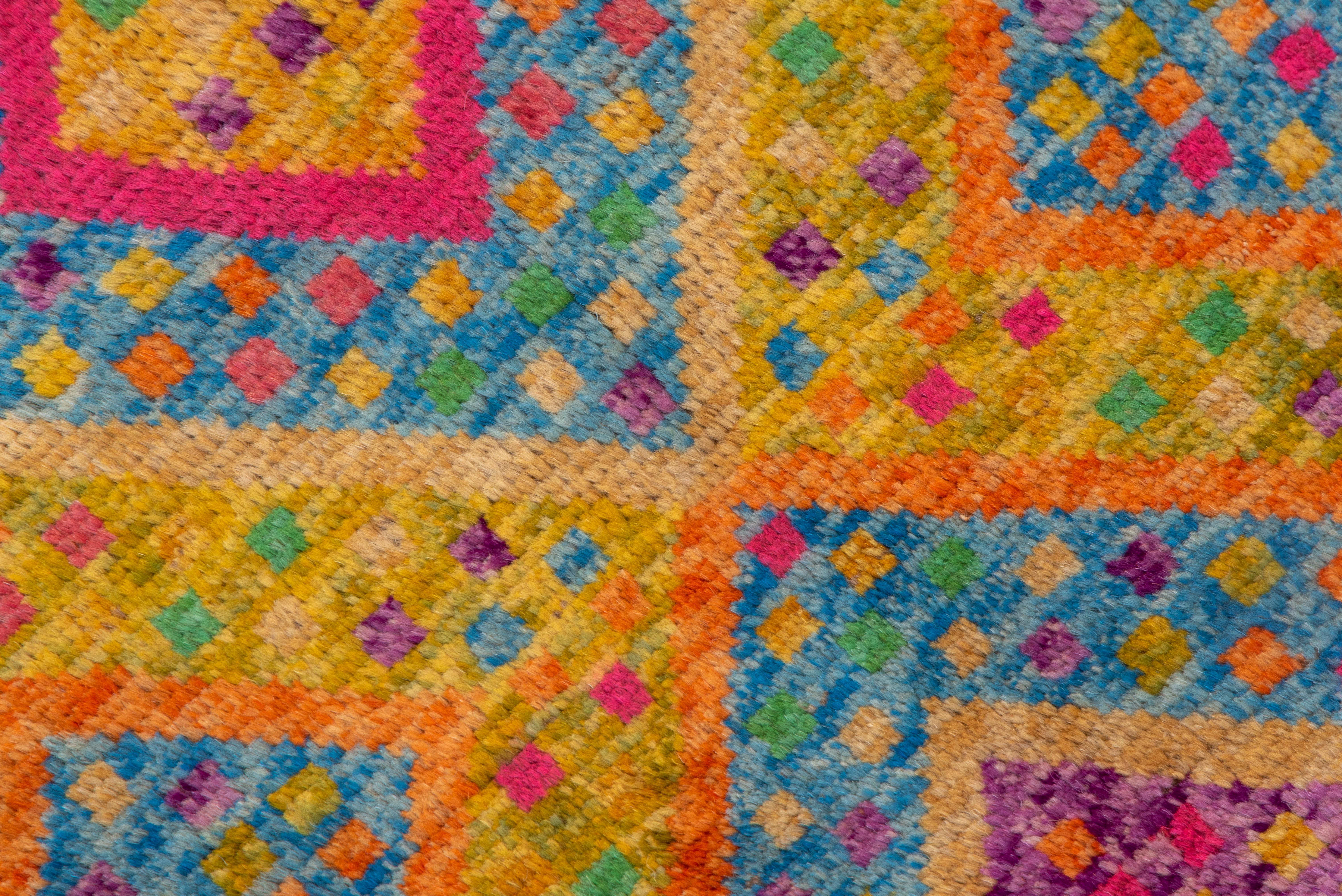 Afghan Colorful Modern Gabbeh Runner, Multicolored, Bohemian Style, Rainbow