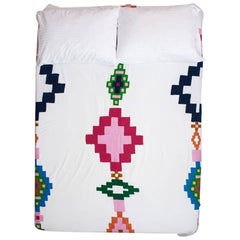 Colorful Modern Geometric Embroidered Coverlet