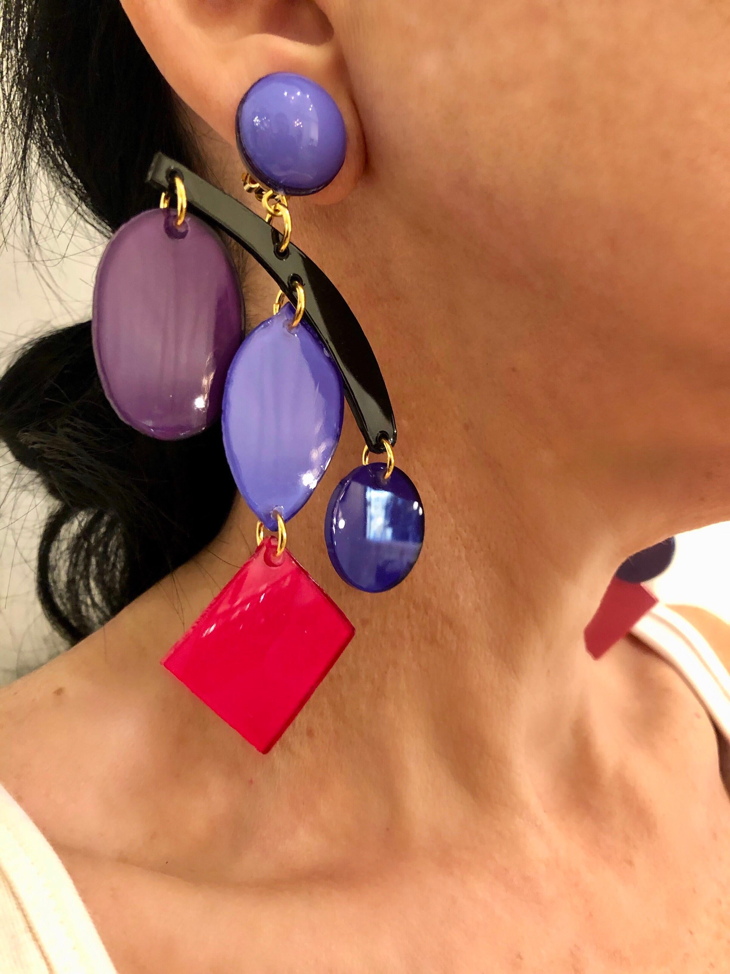 Colorful Modern Mobile Sculpture Statement Earrings  In New Condition In Palm Springs, CA