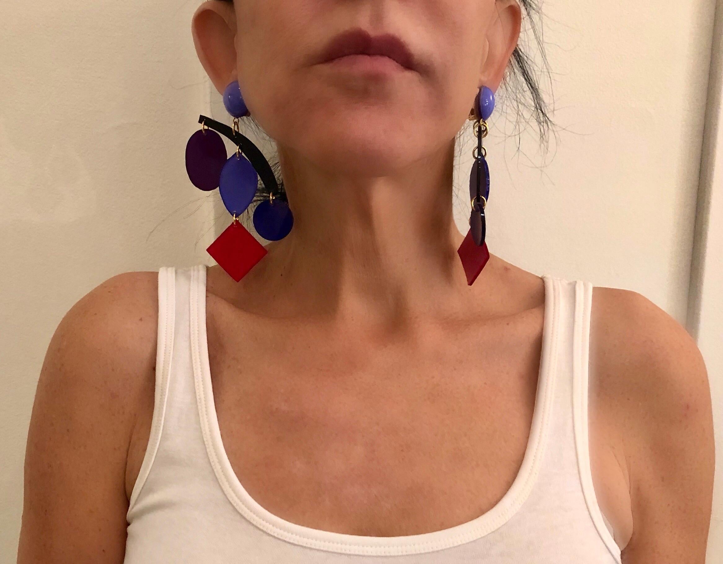 Colorful Modern Mobile Sculpture Statement Earrings  1