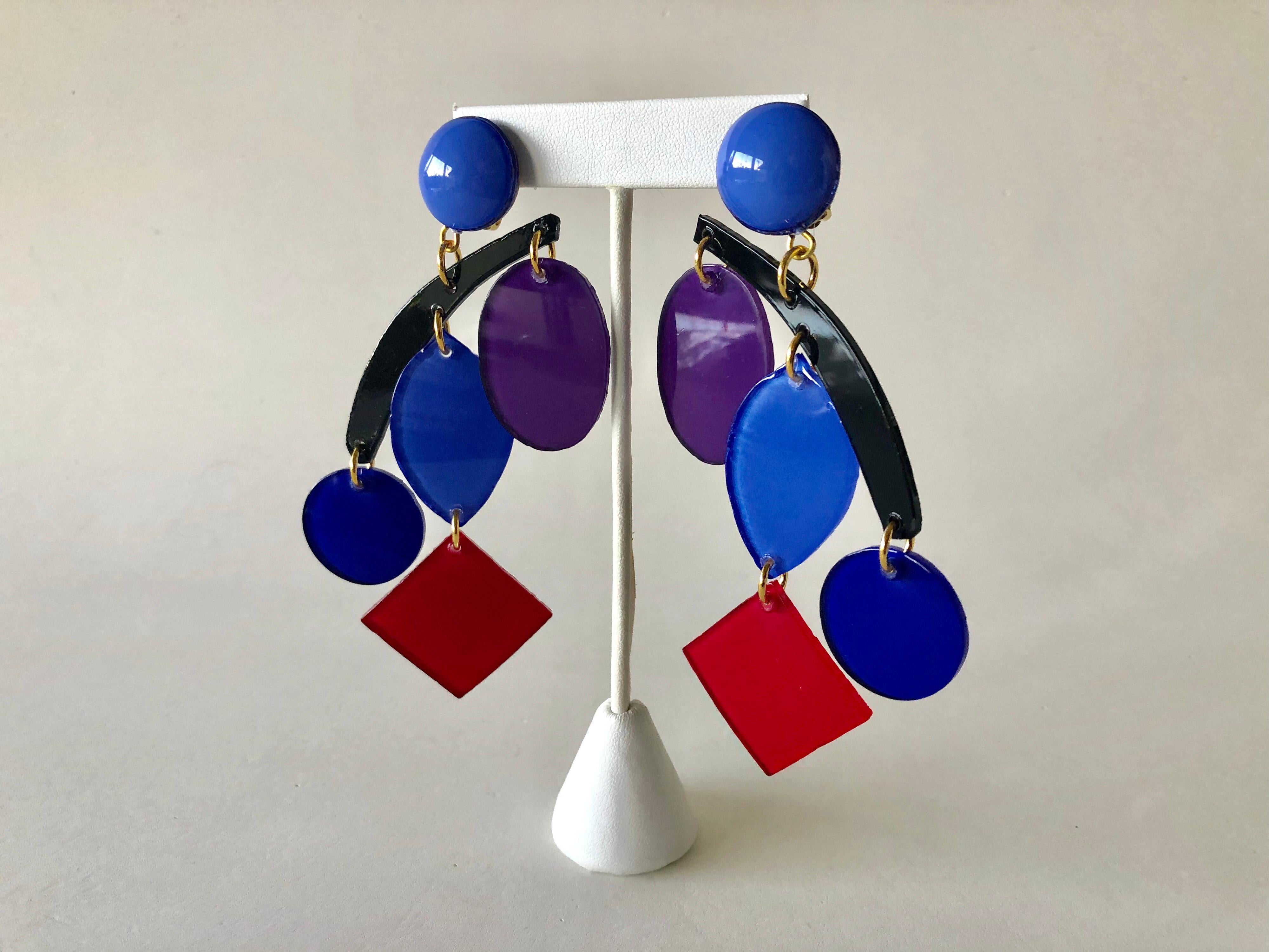 Colorful Modern Mobile Sculpture Statement Earrings  2