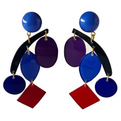 Colorful Modern Mobile Sculpture Statement Earrings 