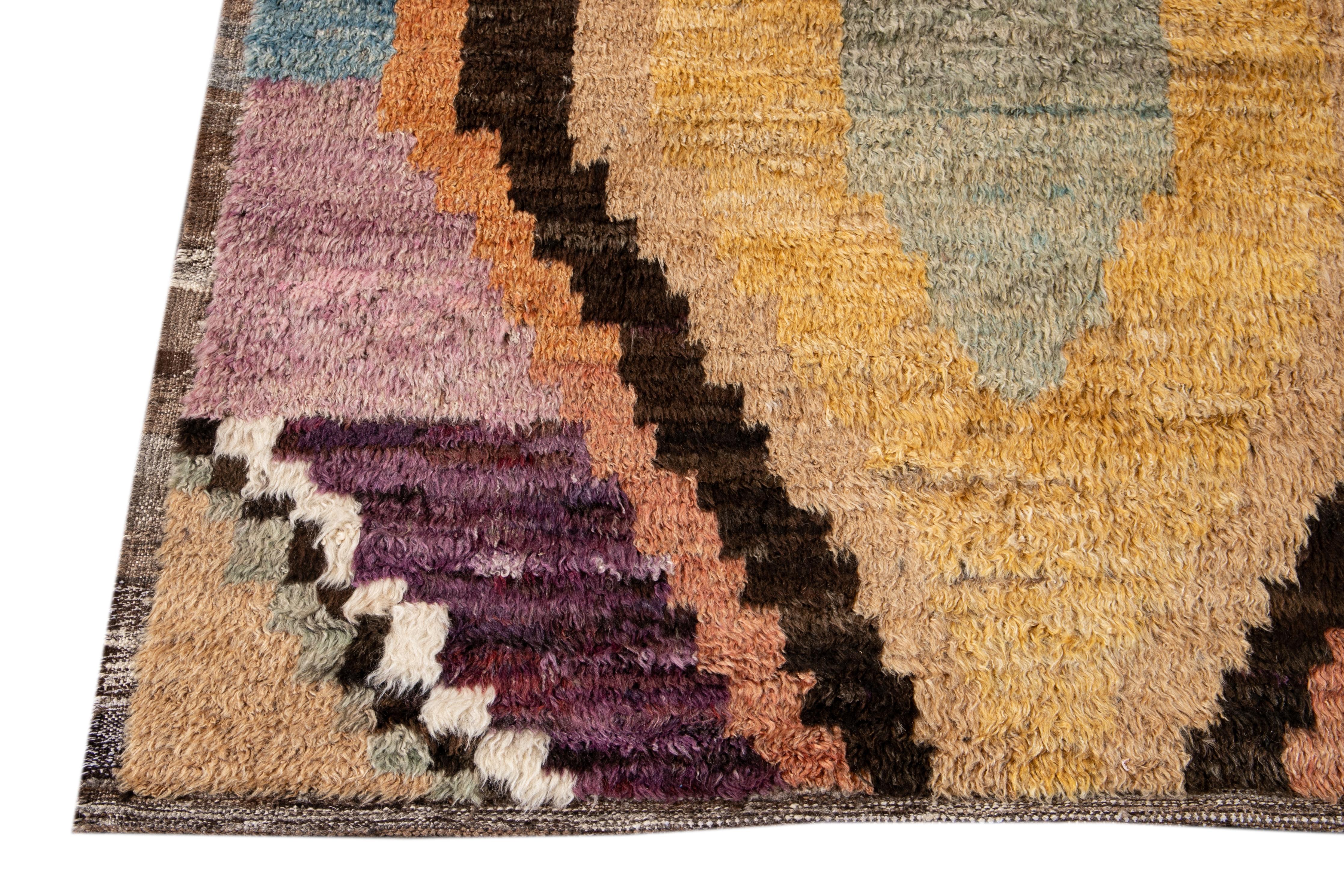 Colorful Modern Moroccan, Style Handmade Wool Rug For Sale 4