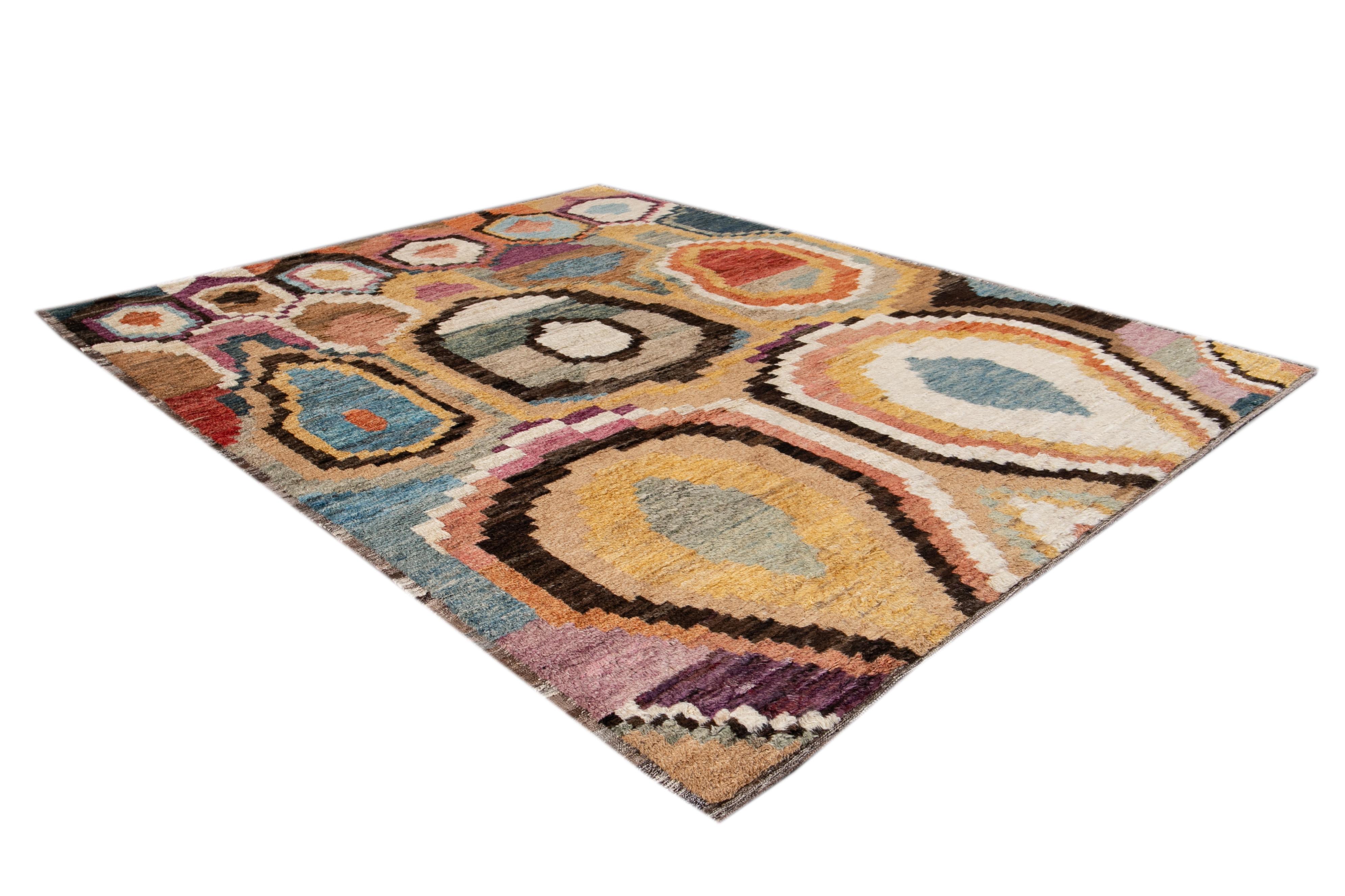 Colorful Modern Moroccan, Style Handmade Wool Rug For Sale 7