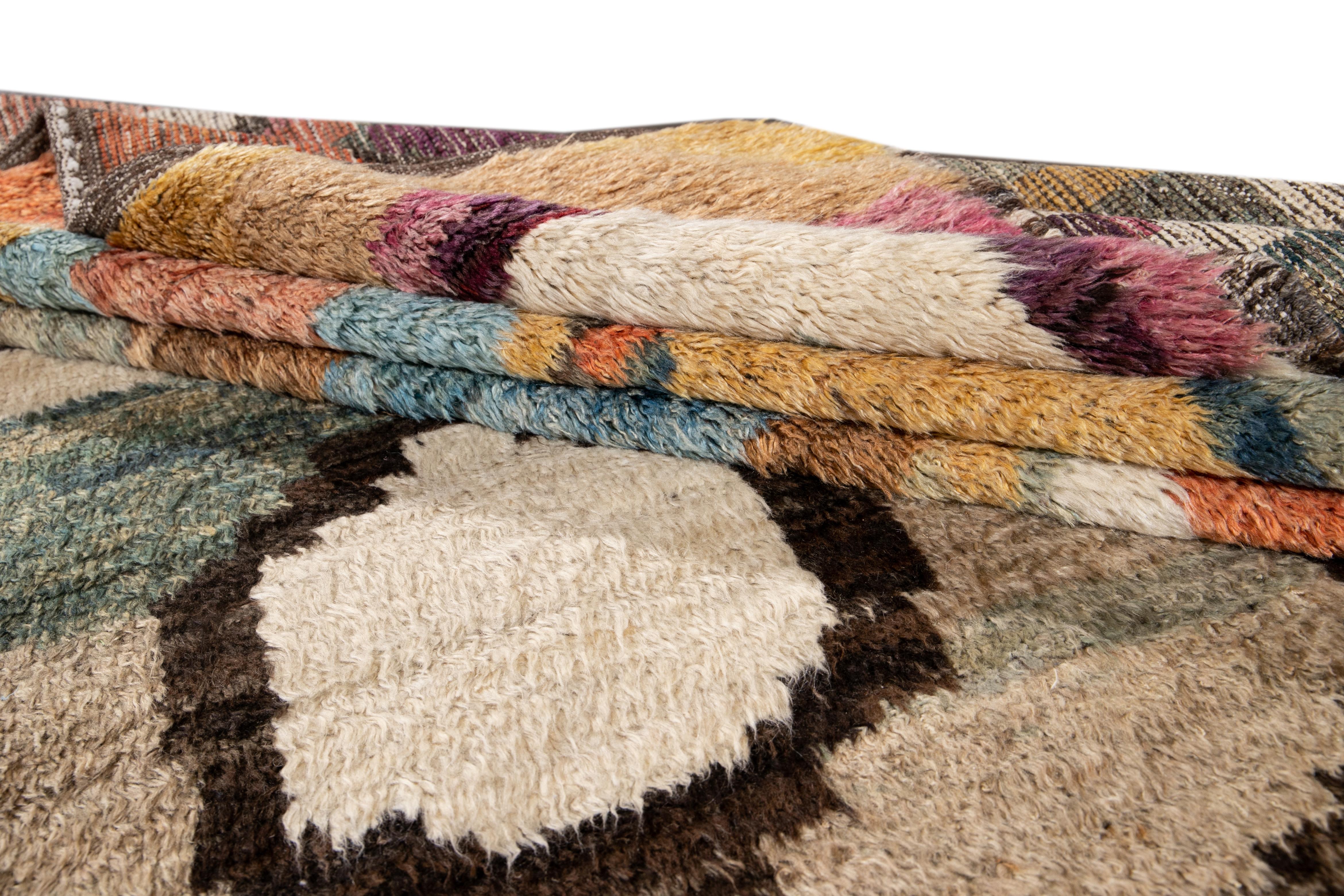 Colorful Modern Moroccan, Style Handmade Wool Rug For Sale 8