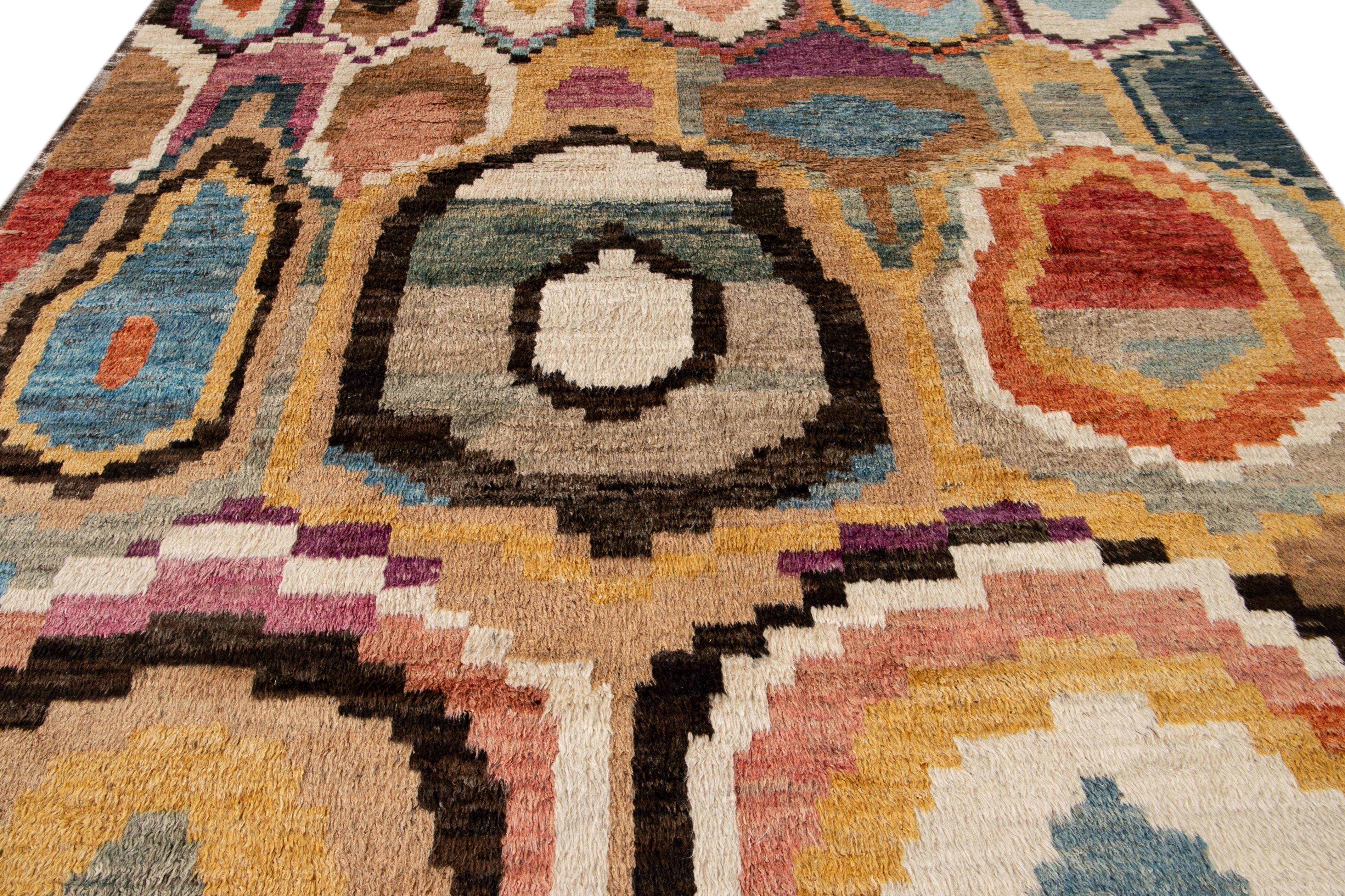 Colorful Modern Moroccan, Style Handmade Wool Rug For Sale 10