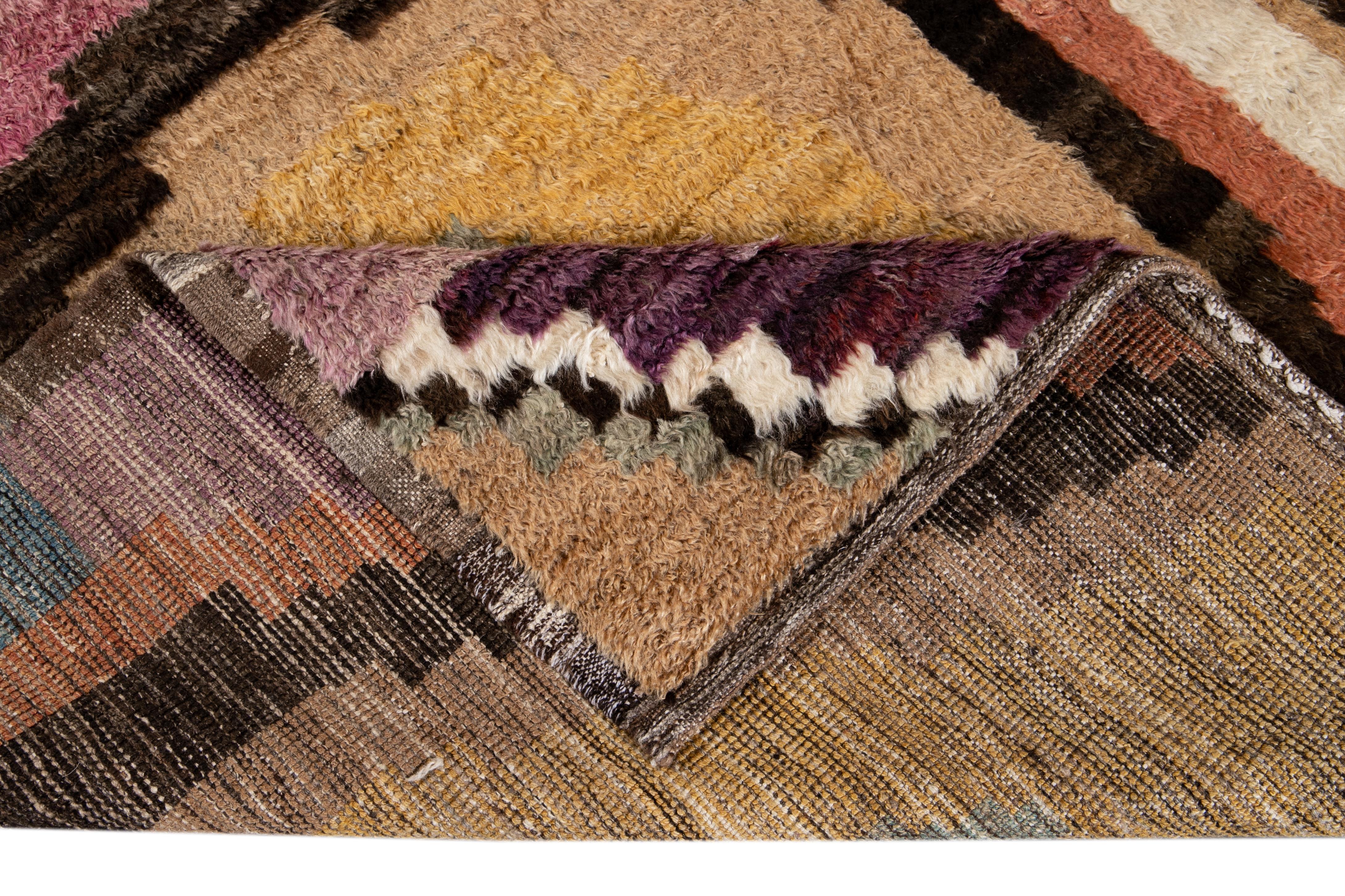 Colorful Modern Moroccan, Style Handmade Wool Rug In New Condition For Sale In Norwalk, CT