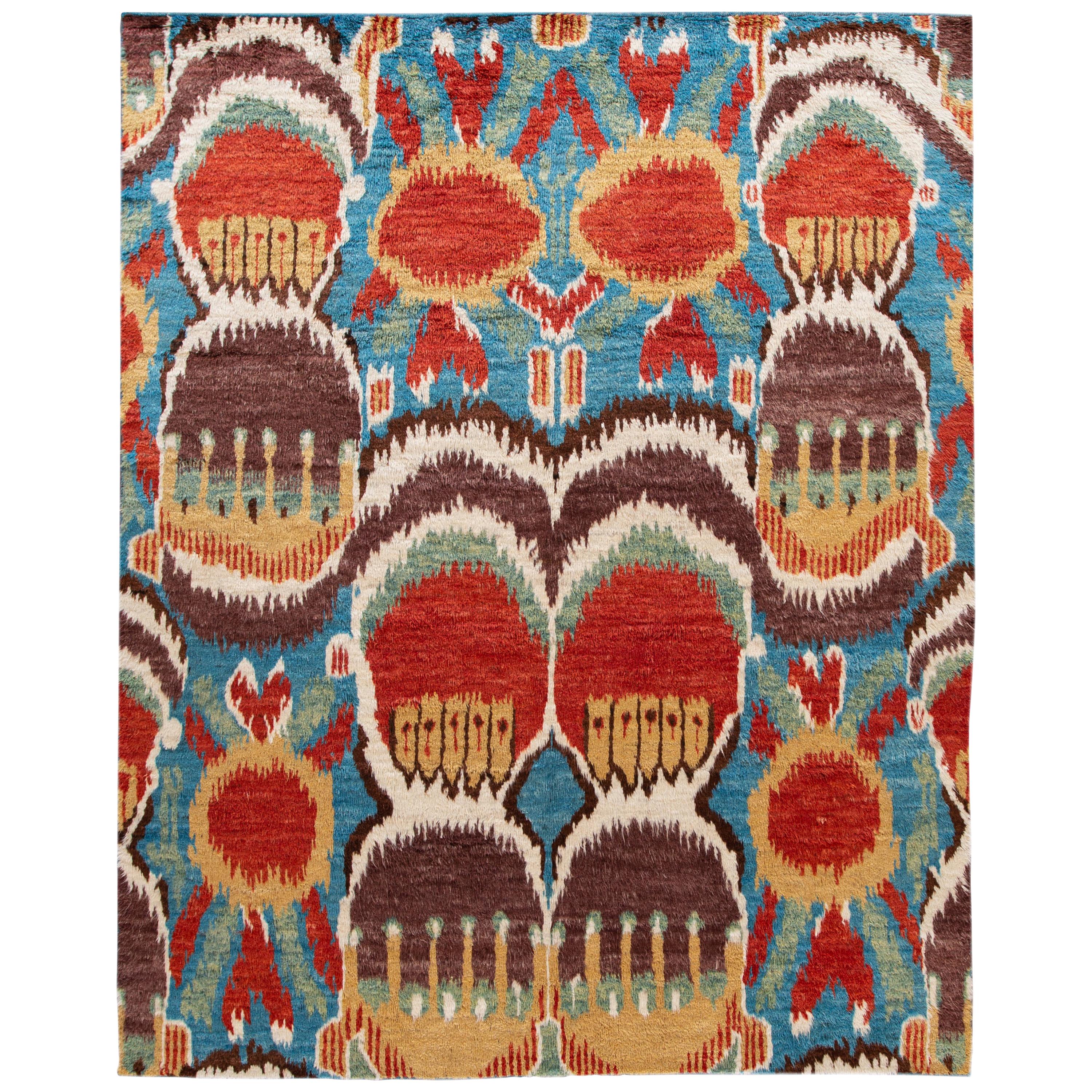 Colorful Modern Moroccan-Style Handmade Wool Rug For Sale