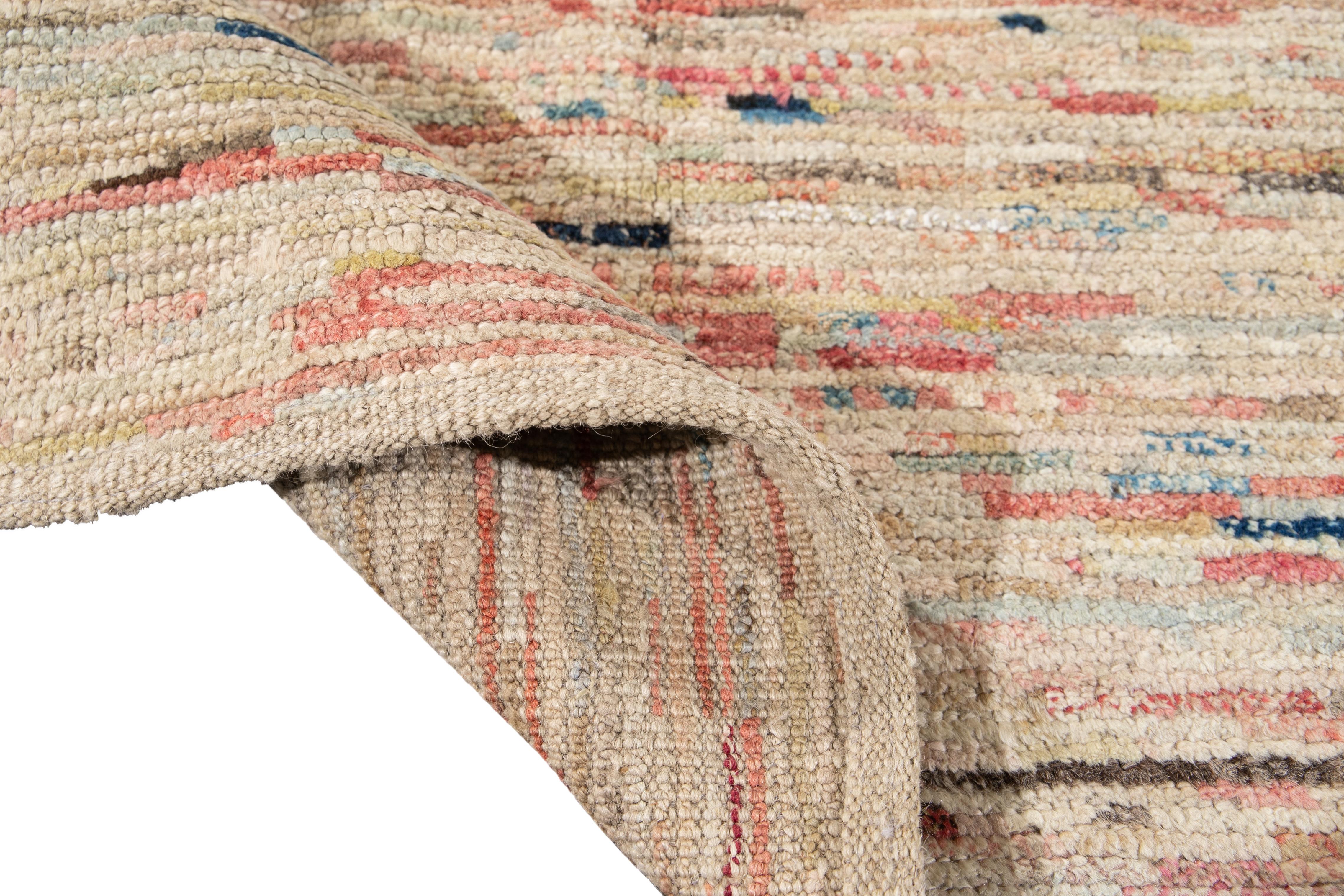 Afghan Tapis en laine moderne et coloré de style marocain en vente