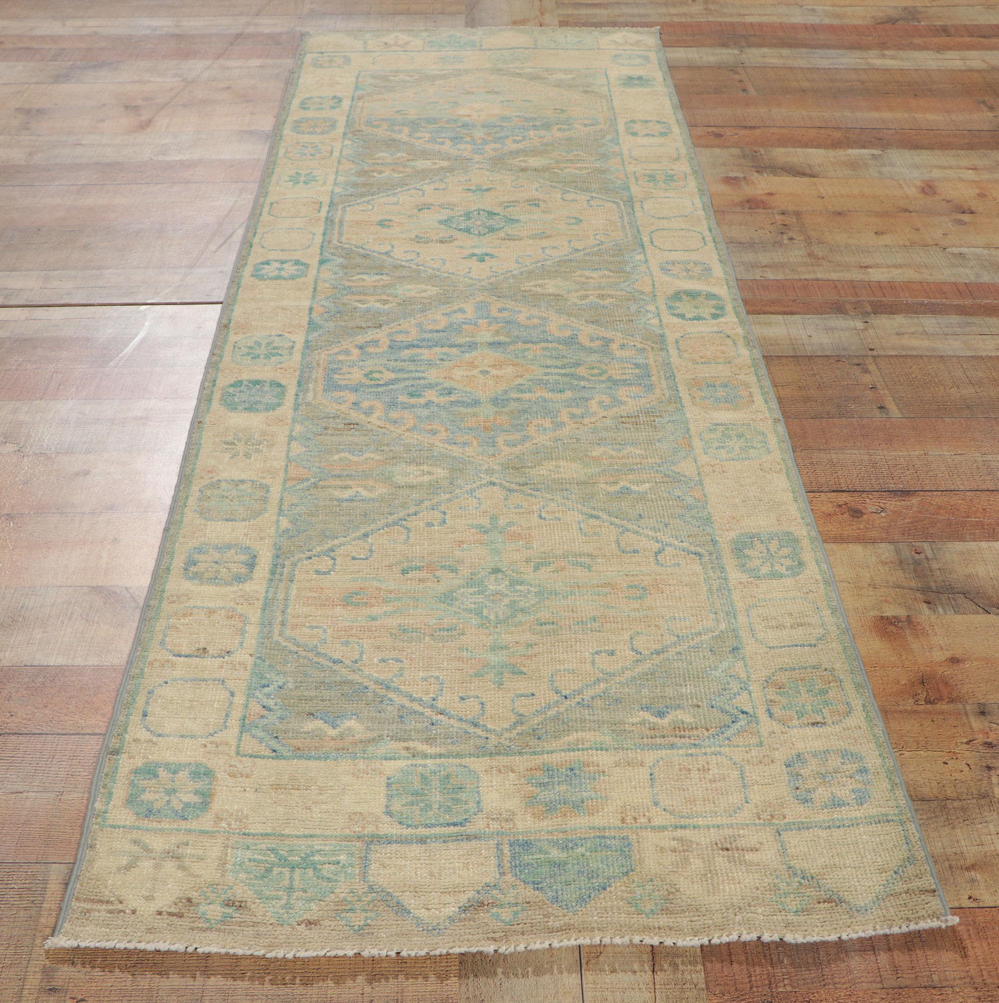 Colorful Modern Oushak Rug, Relaxed Refinement Meets Soothing Sophistication For Sale 3