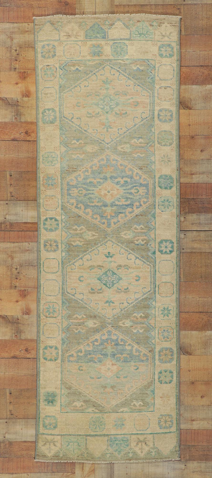 Colorful Modern Oushak Rug, Relaxed Refinement Meets Soothing Sophistication For Sale 4