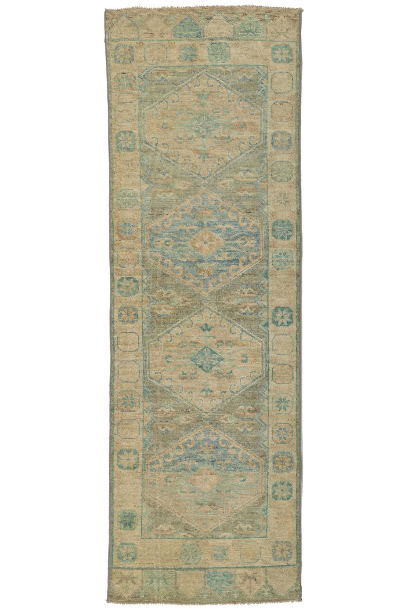 Colorful Modern Oushak Rug, Relaxed Refinement Meets Soothing Sophistication For Sale 5