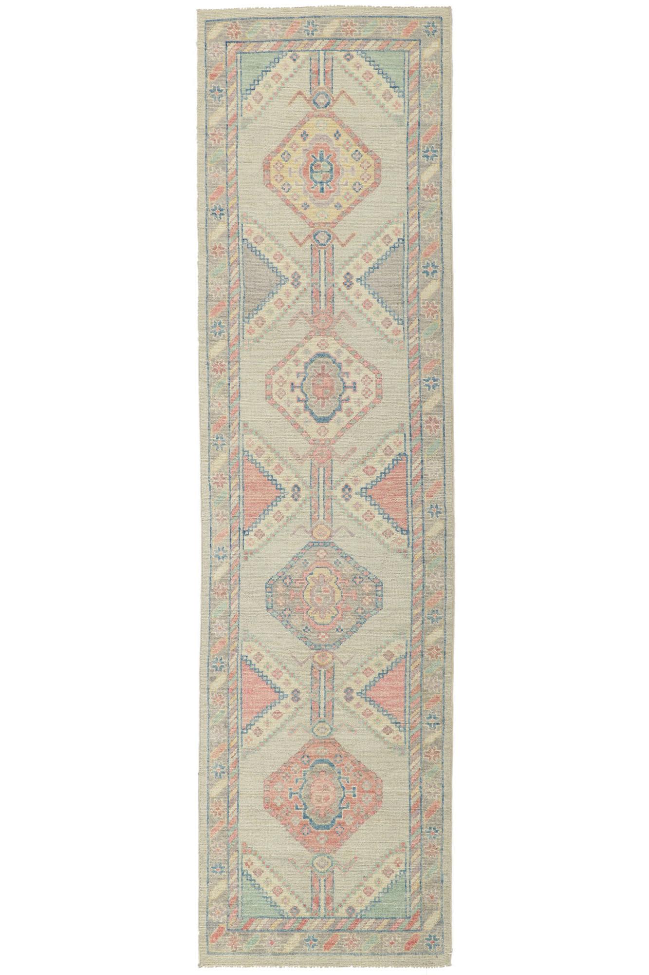 New Modern Colorful Oushak Rug with Contemporary Style For Sale 3