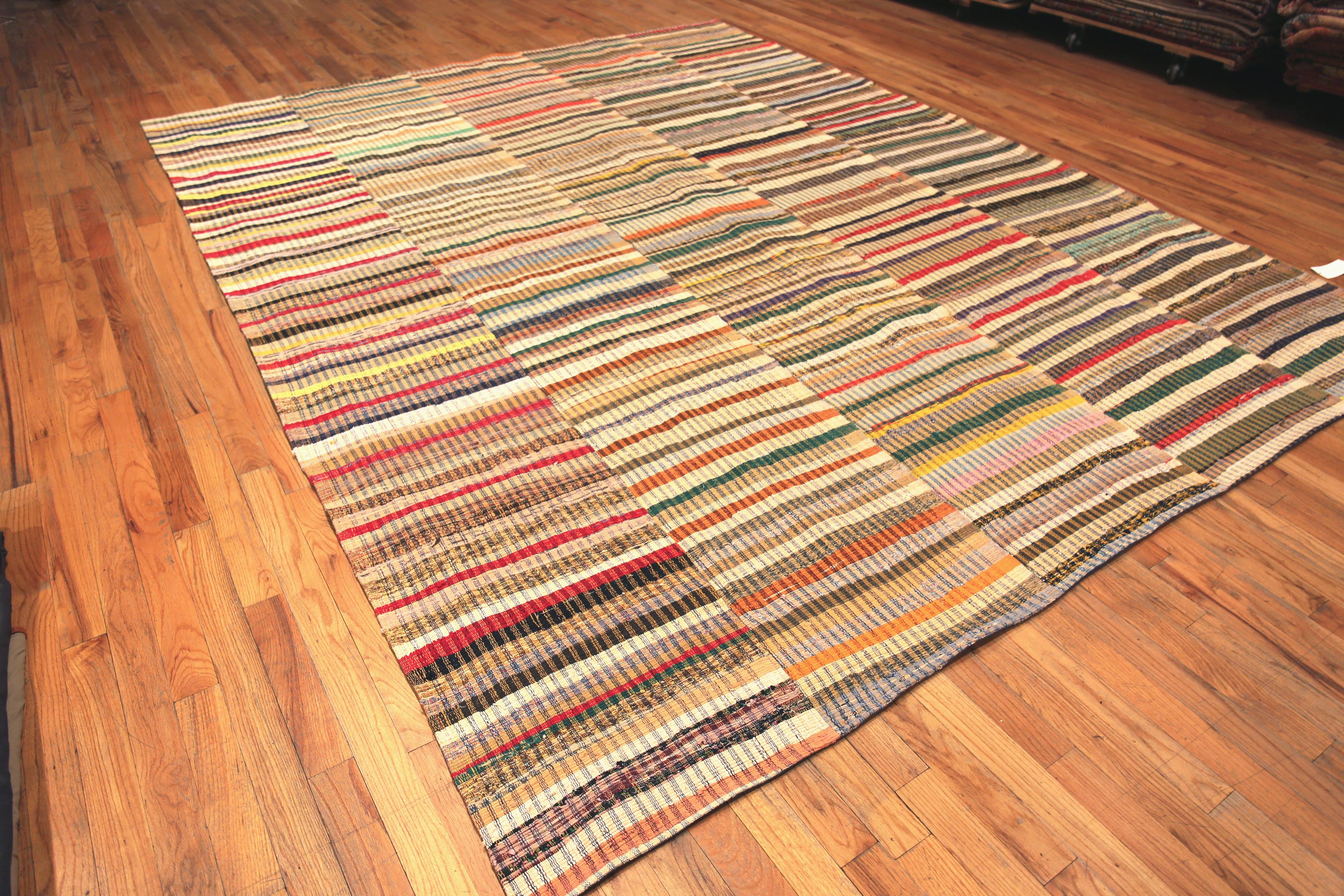 Colorful Modern Rag Rug, Country of Origin: Modern Turkish Rugs. Circa date: Modern. Size: 10 ft x 12 ft 10 in (3.05 m x 3.91 m)