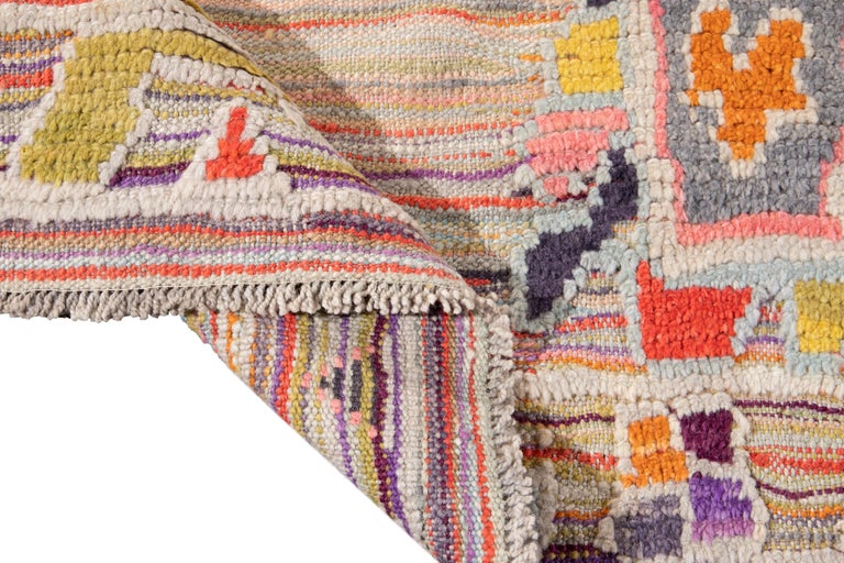 Colorful Modern Turkish Handmade Wool Rug For Sale at 1stDibs