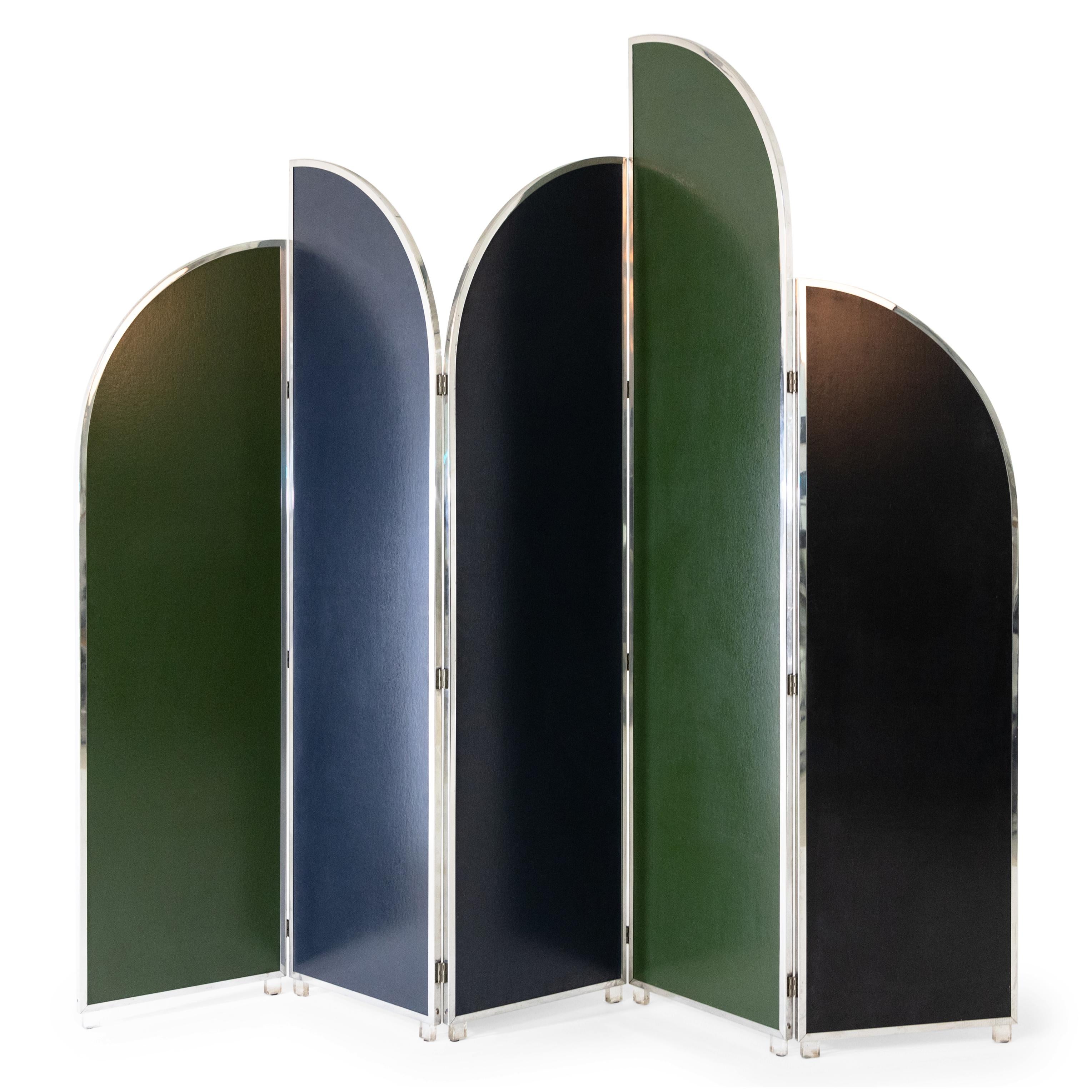 Colorful Modernist Folding Screen by Sandro Petti In Good Condition For Sale In New York, NY