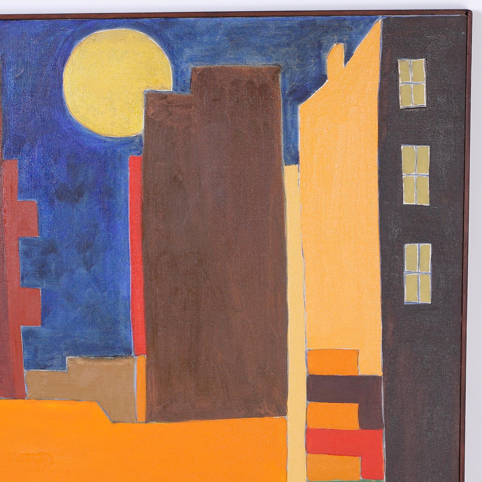 Mid-Century Modern Colorful Modernist Painting on Canvas For Sale