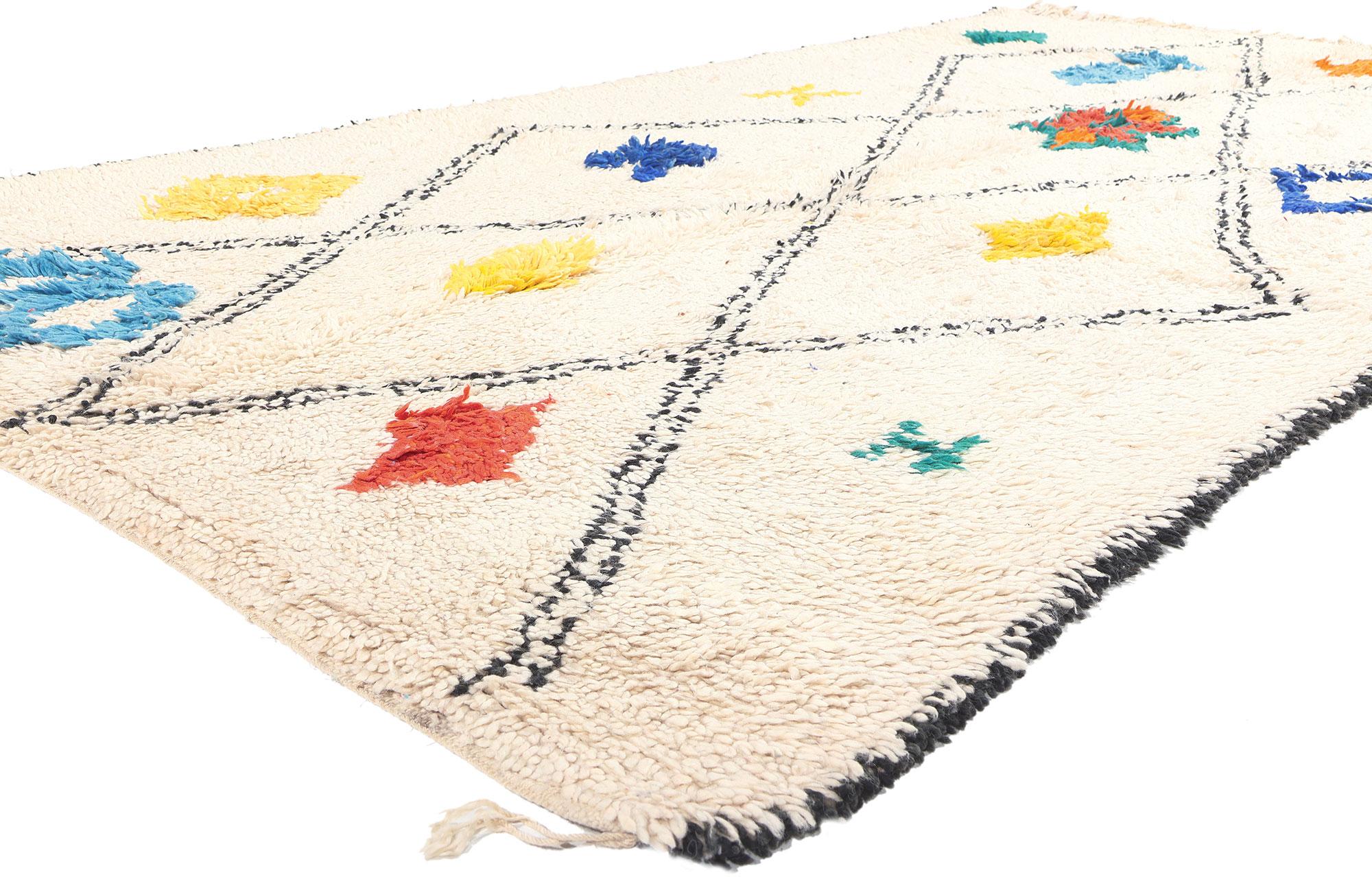 21040 Colorful Moroccan Azilal Rug, 05'09 x 09'10.
Embark on a mystical journey into the heart of tradition with this hand-knotted wool Berber Moroccan Azilal rug, where the tribal women of the Azilal region weave enchanting tales of life's