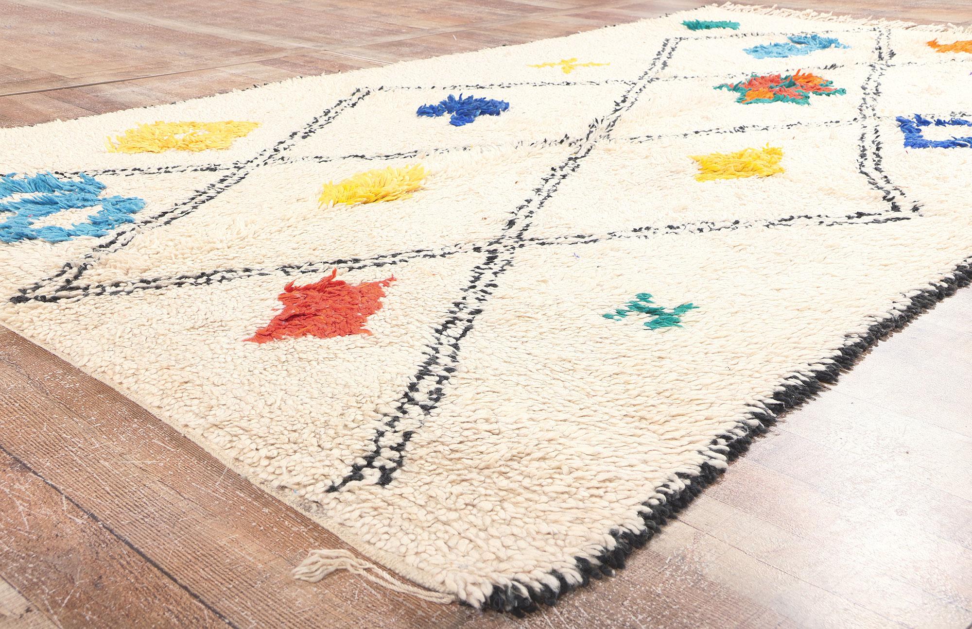 XXI secolo e contemporaneo Tappeto marocchino colorato Azilal, l'accogliente Hygge incontra il moderno Boho Chic in vendita