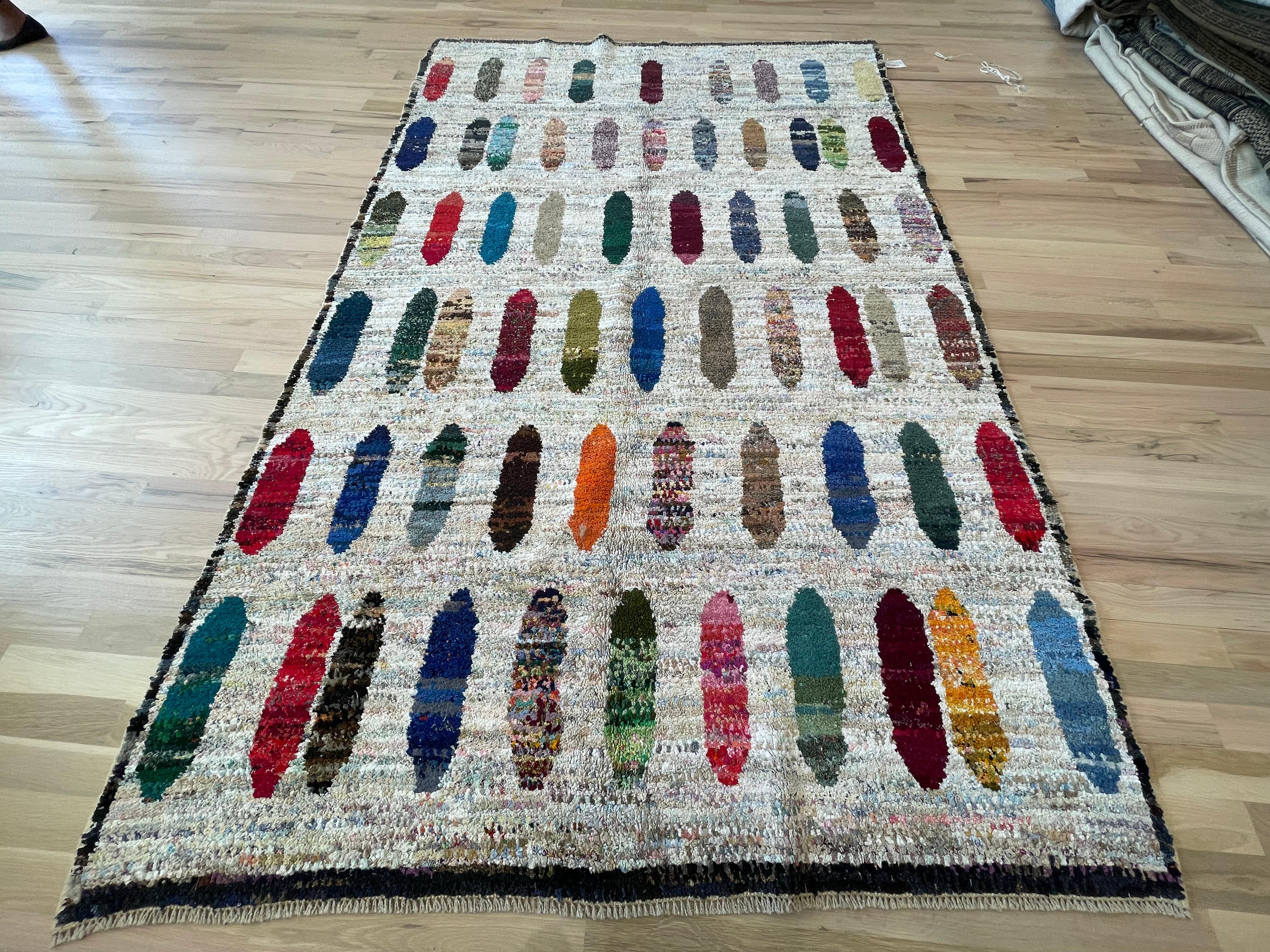 Wool Colorful Moroccan Design Rug  For Sale
