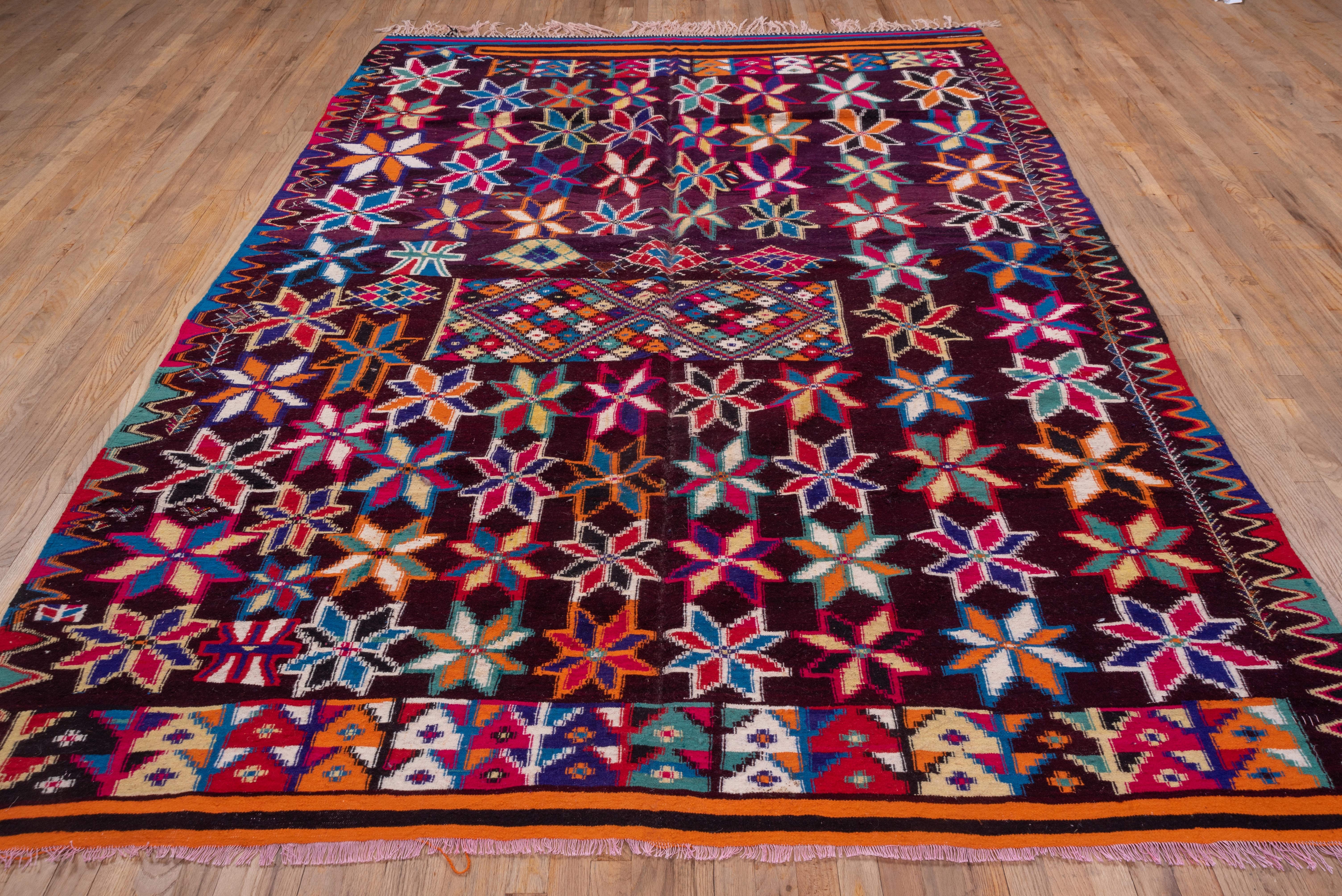 Late 20th Century Colorful Moroccan Kilim Carpet For Sale