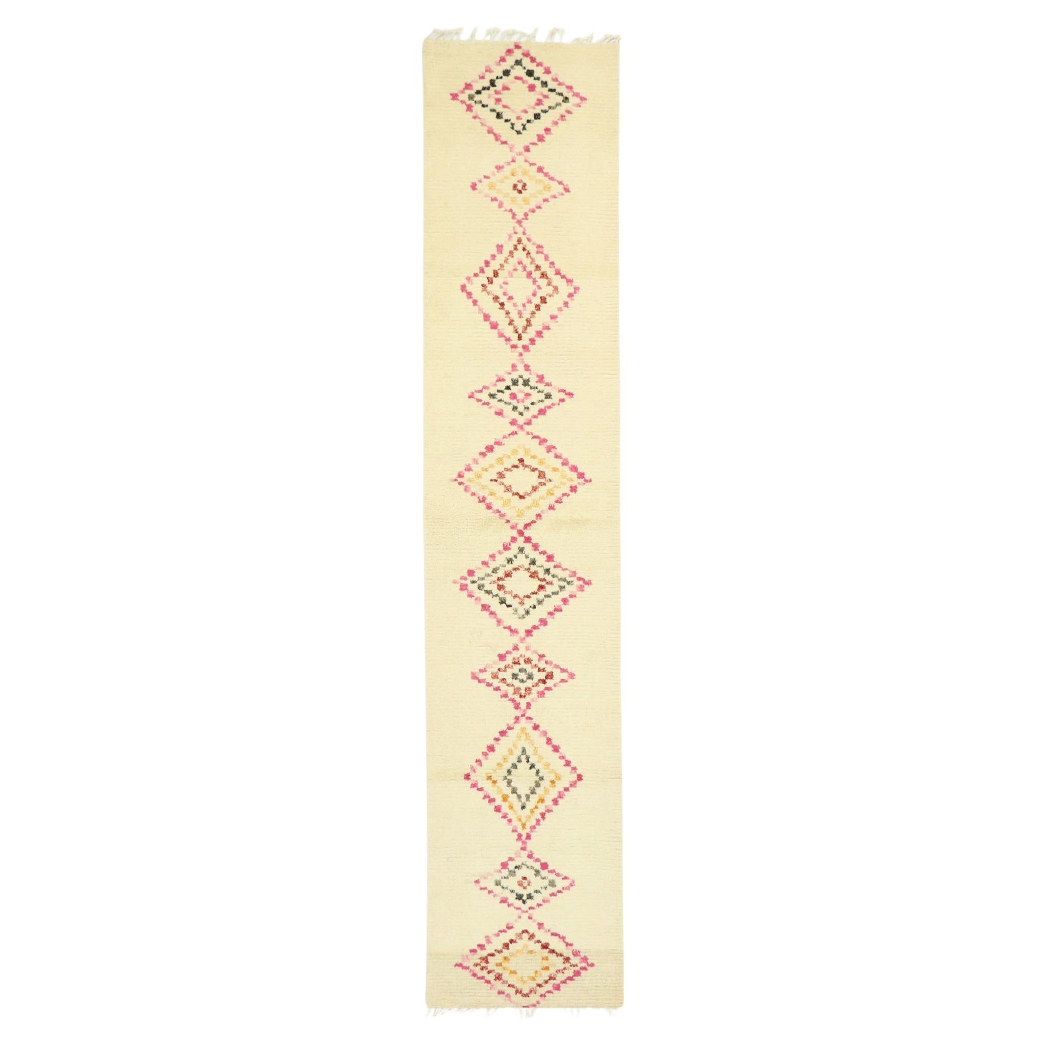 Colorful Moroccan Rug Runner, Boho Jungalow meets Southwest Desert Style For Sale