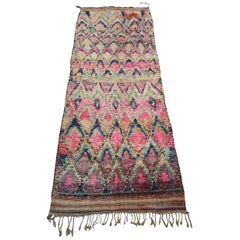 Colorful Moroccan Wool Talsint Runner Rug, circa 1975 Pink Purple Rug Berber