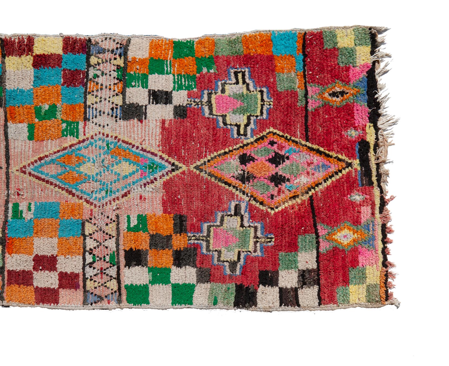Moorish Colorful Moroccan Woven Berber Runner For Sale