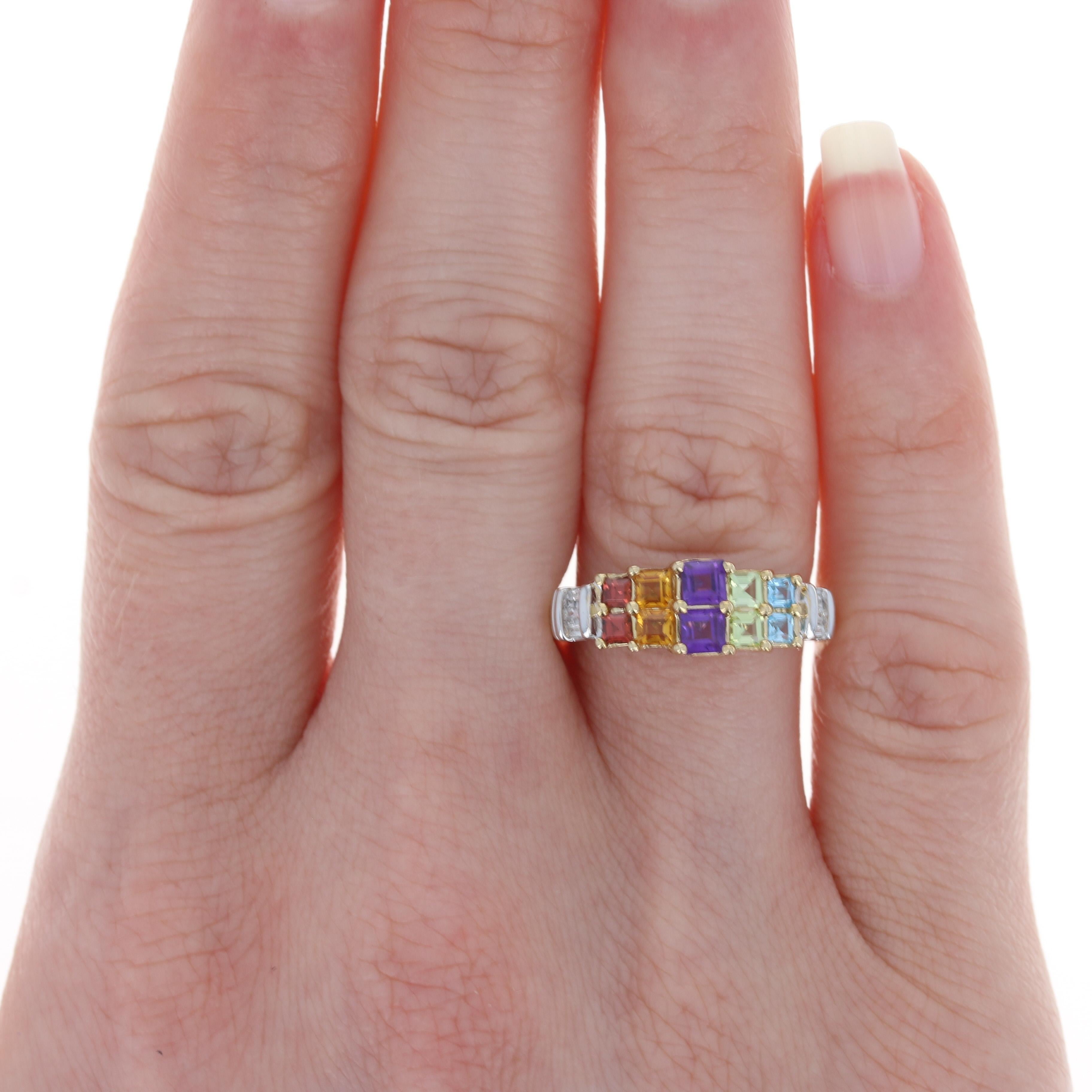Colorful Multi-Gemstone Ring, 14k Gold Amethyst Peridot Citrine Diamond .84ctw 2