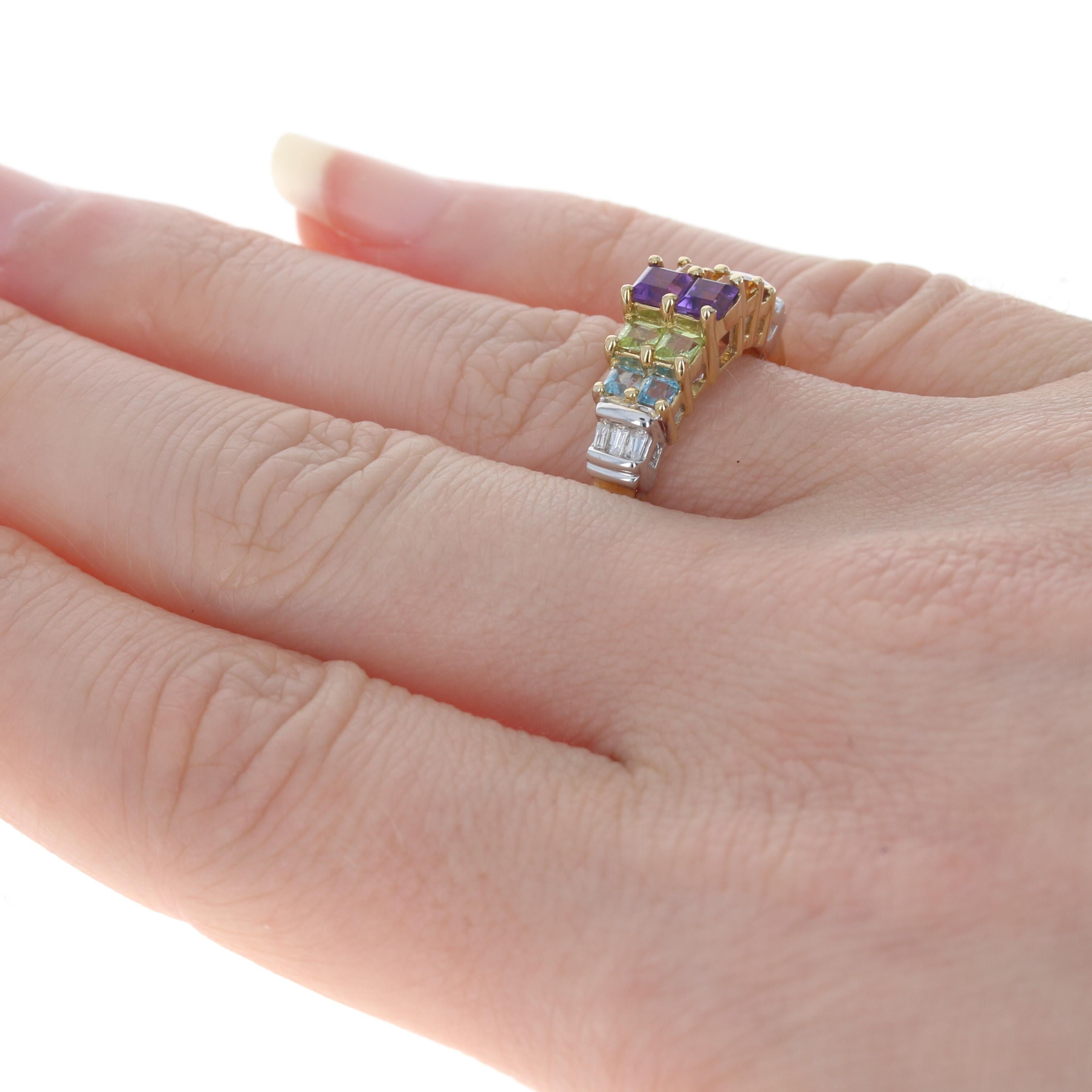Colorful Multi-Gemstone Ring, 14k Gold Amethyst Peridot Citrine Diamond .84ctw 4