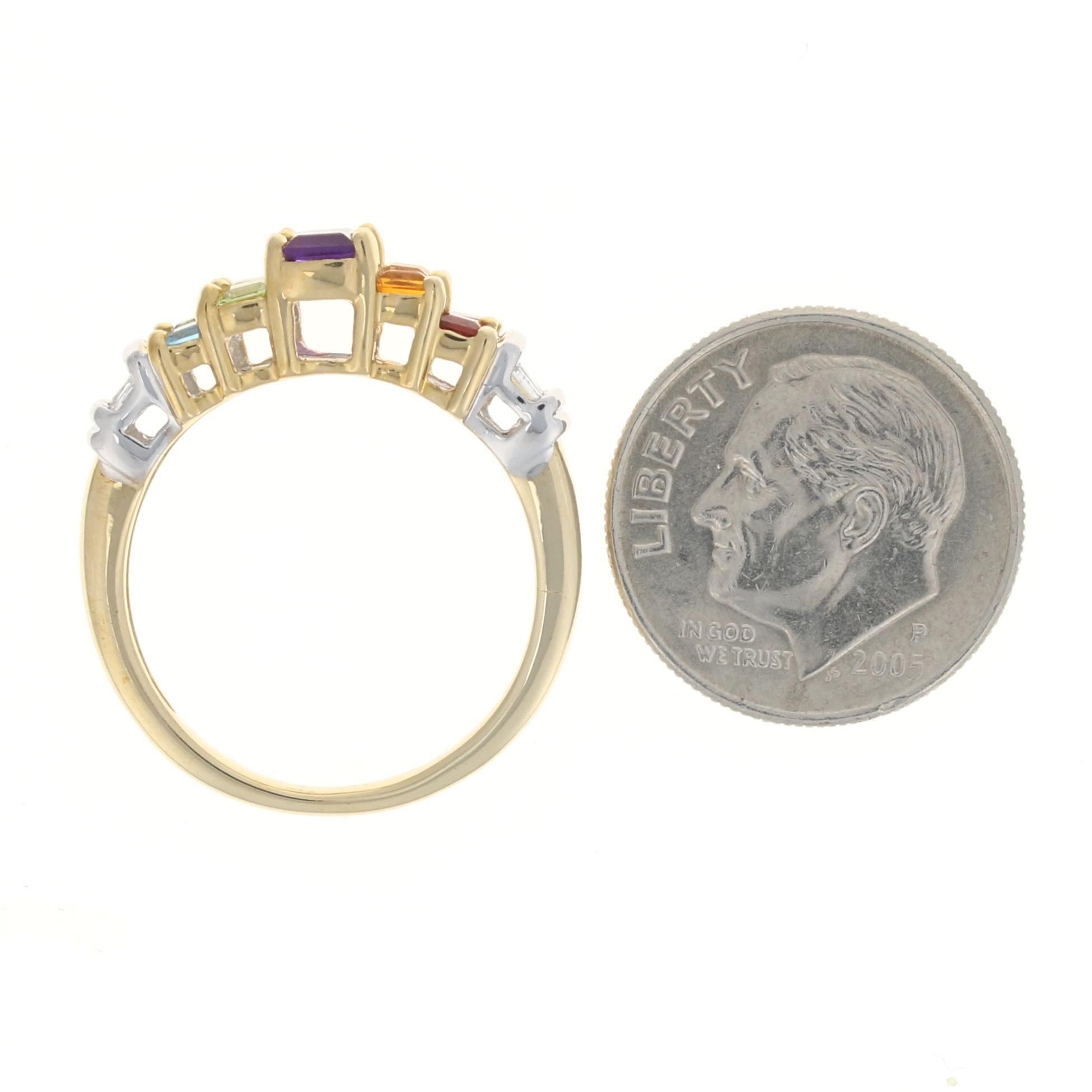 Colorful Multi-Gemstone Ring, 14k Gold Amethyst Peridot Citrine Diamond .84ctw 5