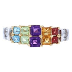 Colorful Multi-Gemstone Ring, 14k Gold Amethyst Peridot Citrine Diamond .84ctw