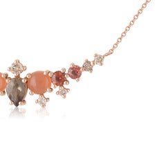 Colorful Multi-Stone 18 Karat Gold Necklace with CC Sapphire, Moonstone, Diamond