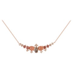 Colorful Multi-Stone 18 Karat Gold Necklace with CC Sapphire, Moonstone, Diamond