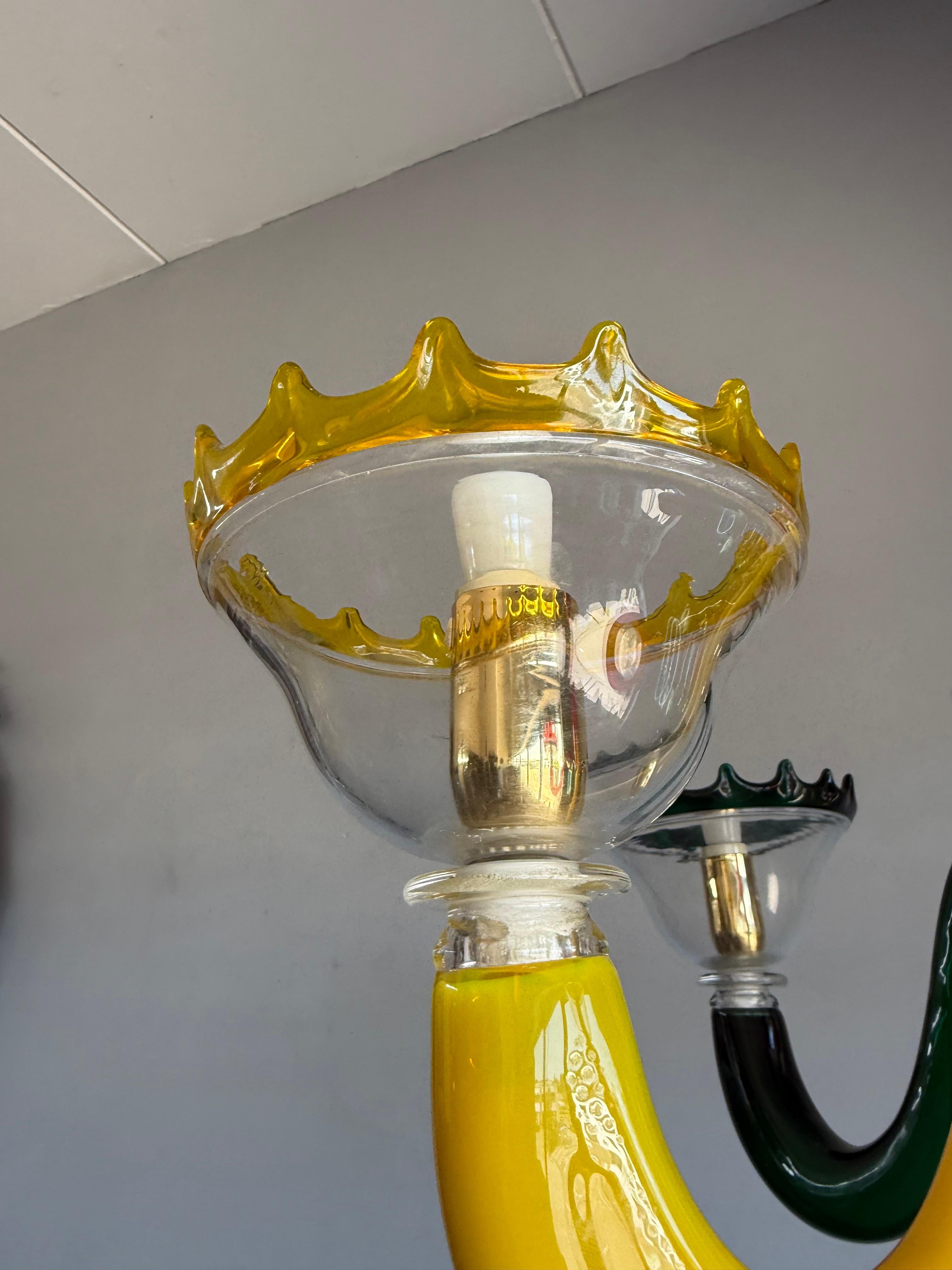 Colorful Murano Glass Chandelier, Italy, 1980s, Mount Blown Sculptural Design For Sale 1