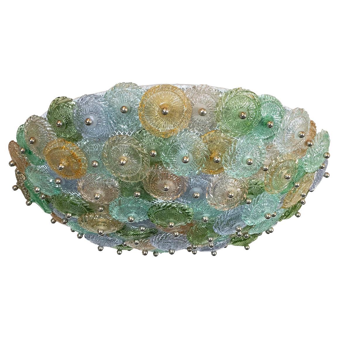 Colorful Murano glass flush mount fixture