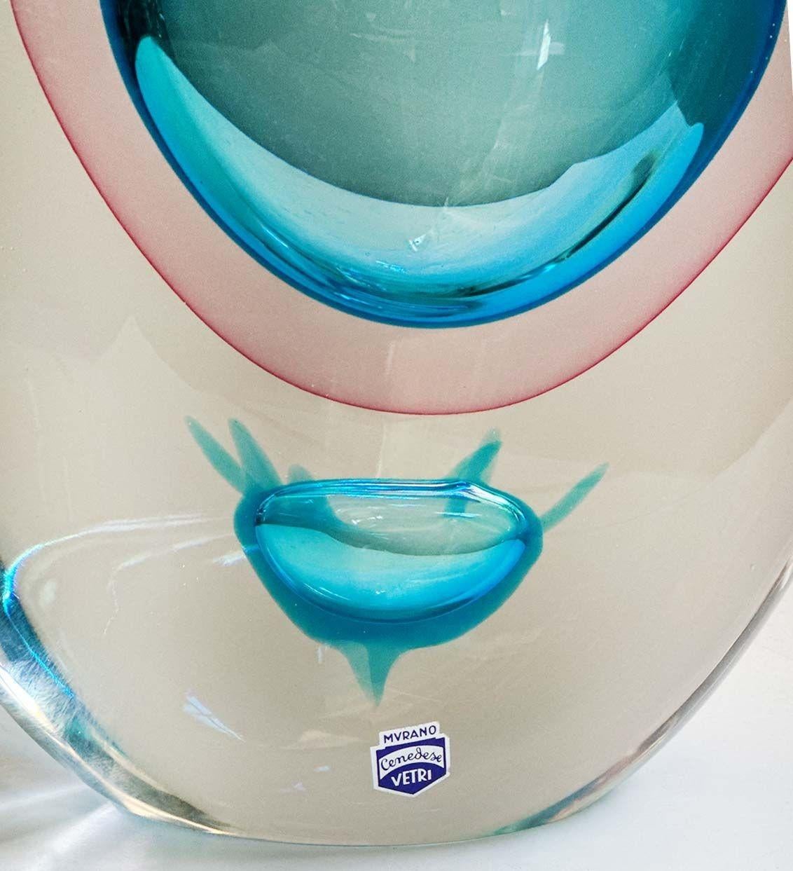 italien Vase coloré en verre de Murano de Fabio Tosi pour Cenedese en vente