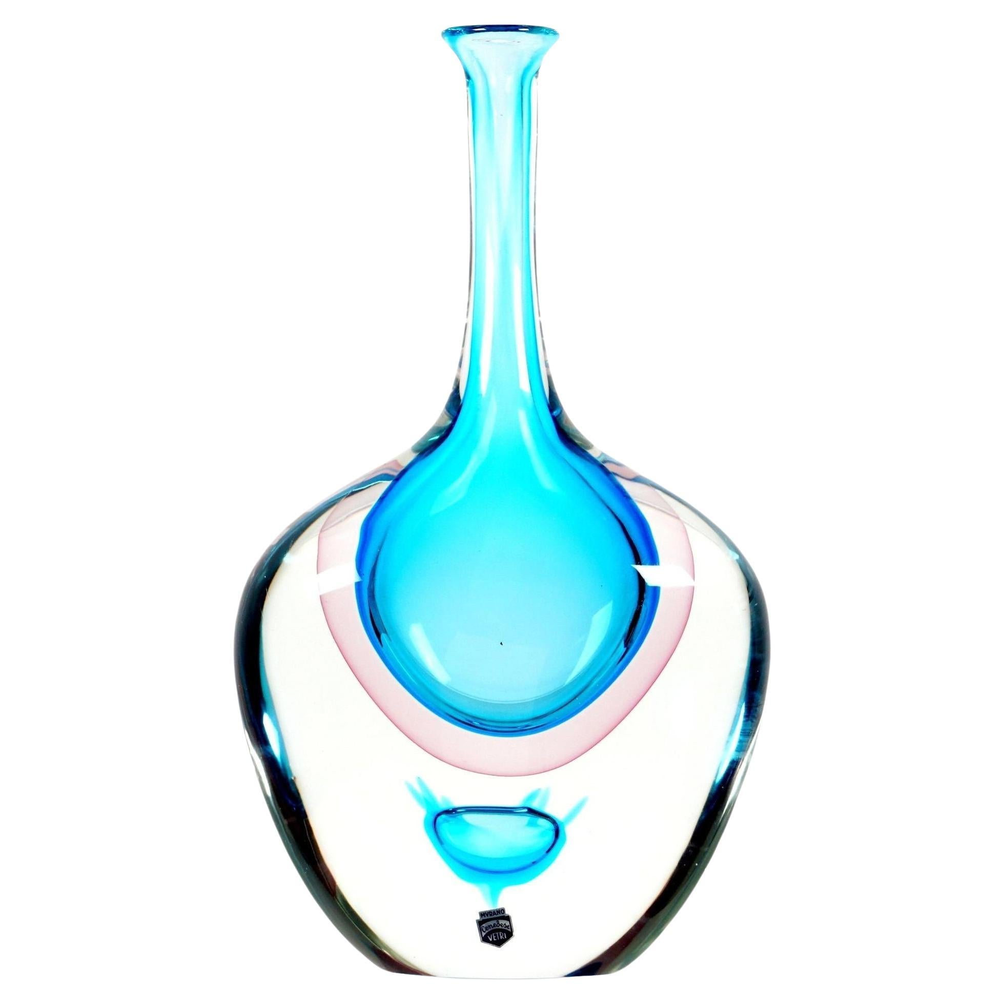 Farbenfrohe Vase aus Murano-Glas von Fabio Tosi für Cenedese