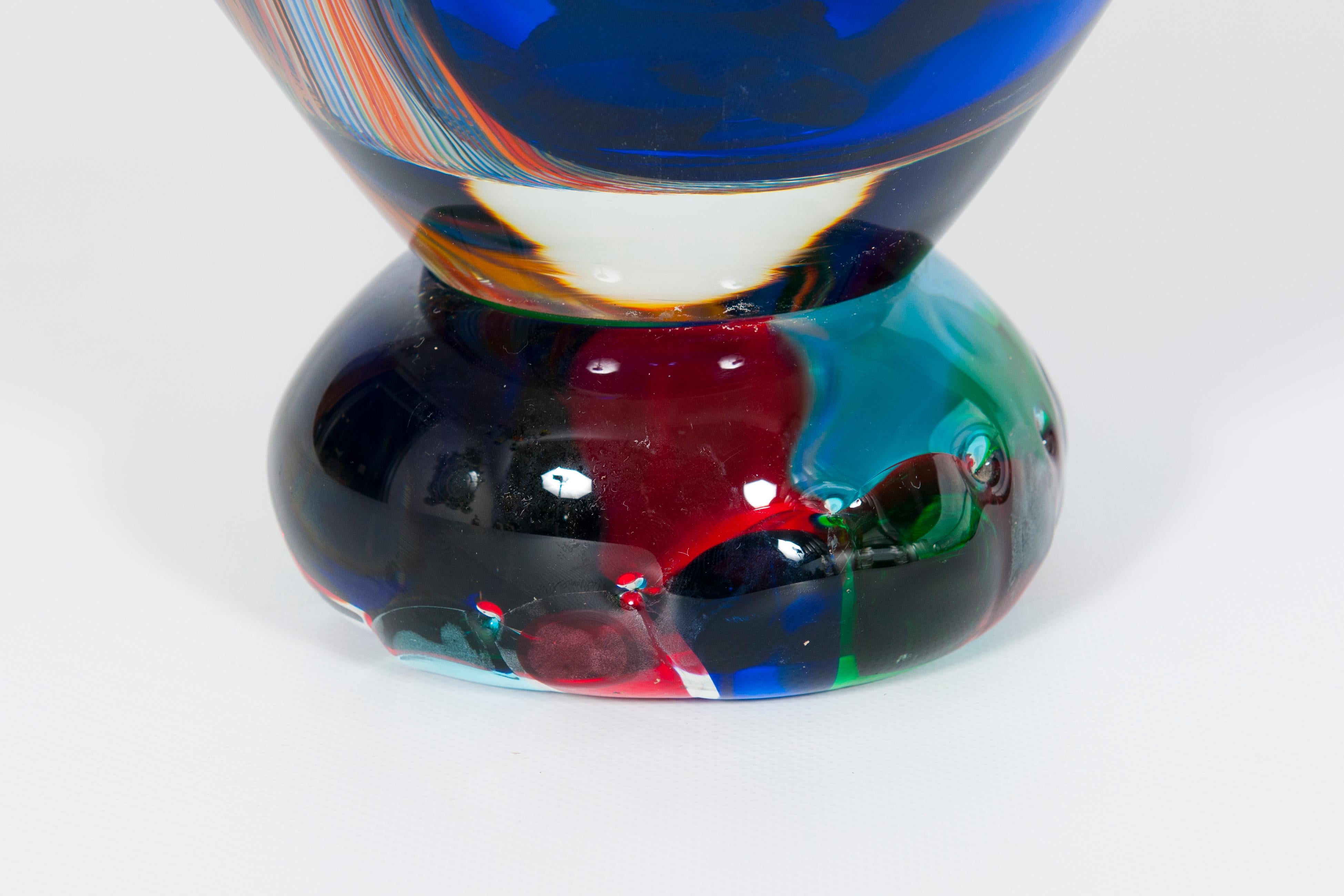 Modern Colorful Murano Glass Vase by Romano Donà Venice 1980s For Sale