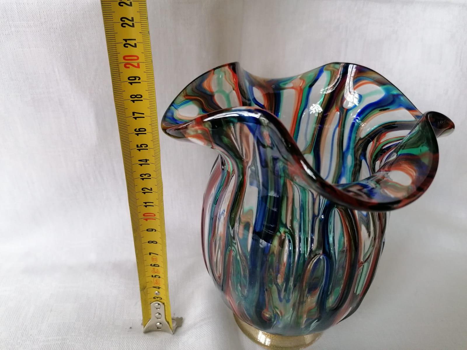 Mid-Century Modern Colorful Murano Glass Vase For Sale