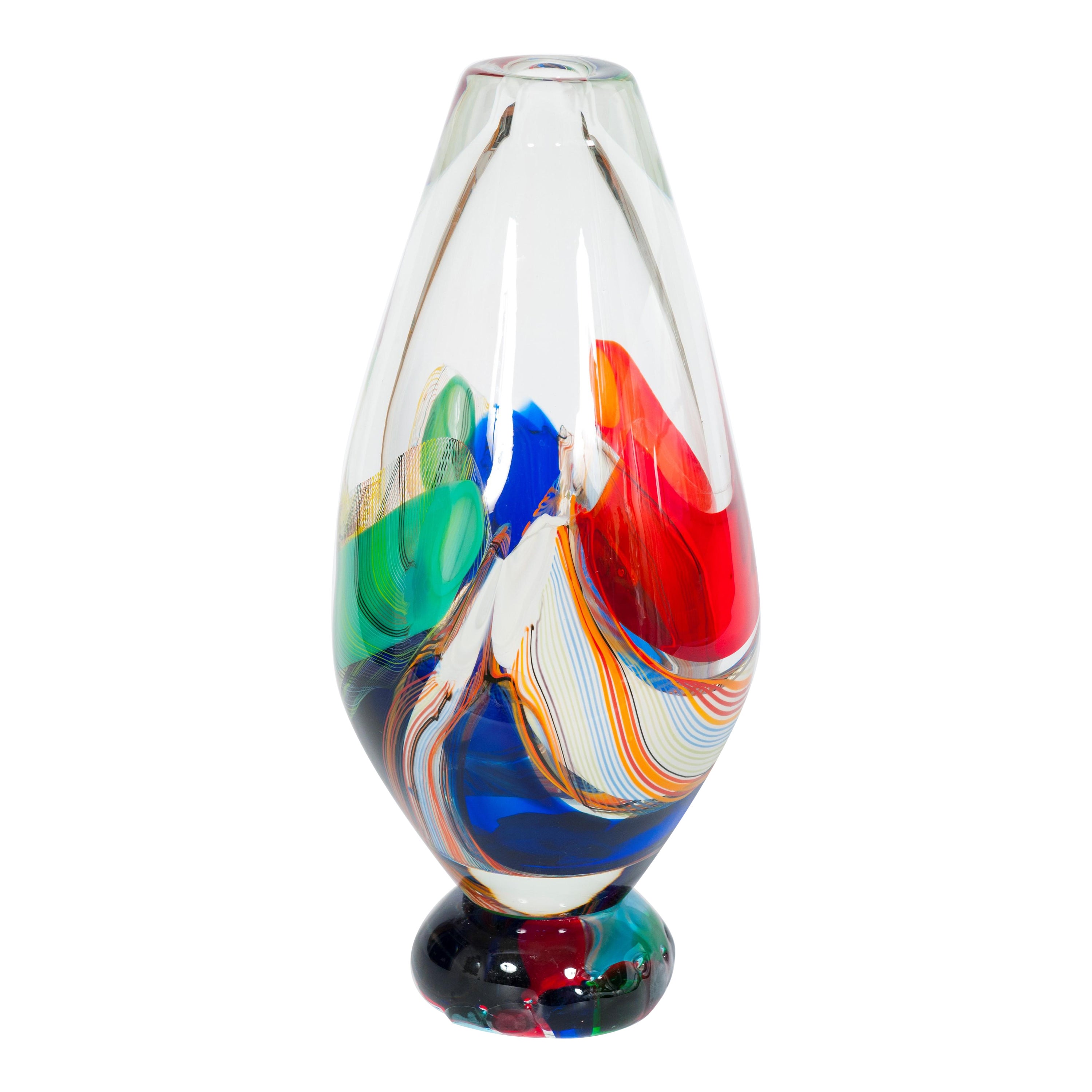 Colorful Murano Glass Vase Venice 1980s