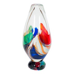 Jarrón de cristal de Murano de colores Venecia años 80