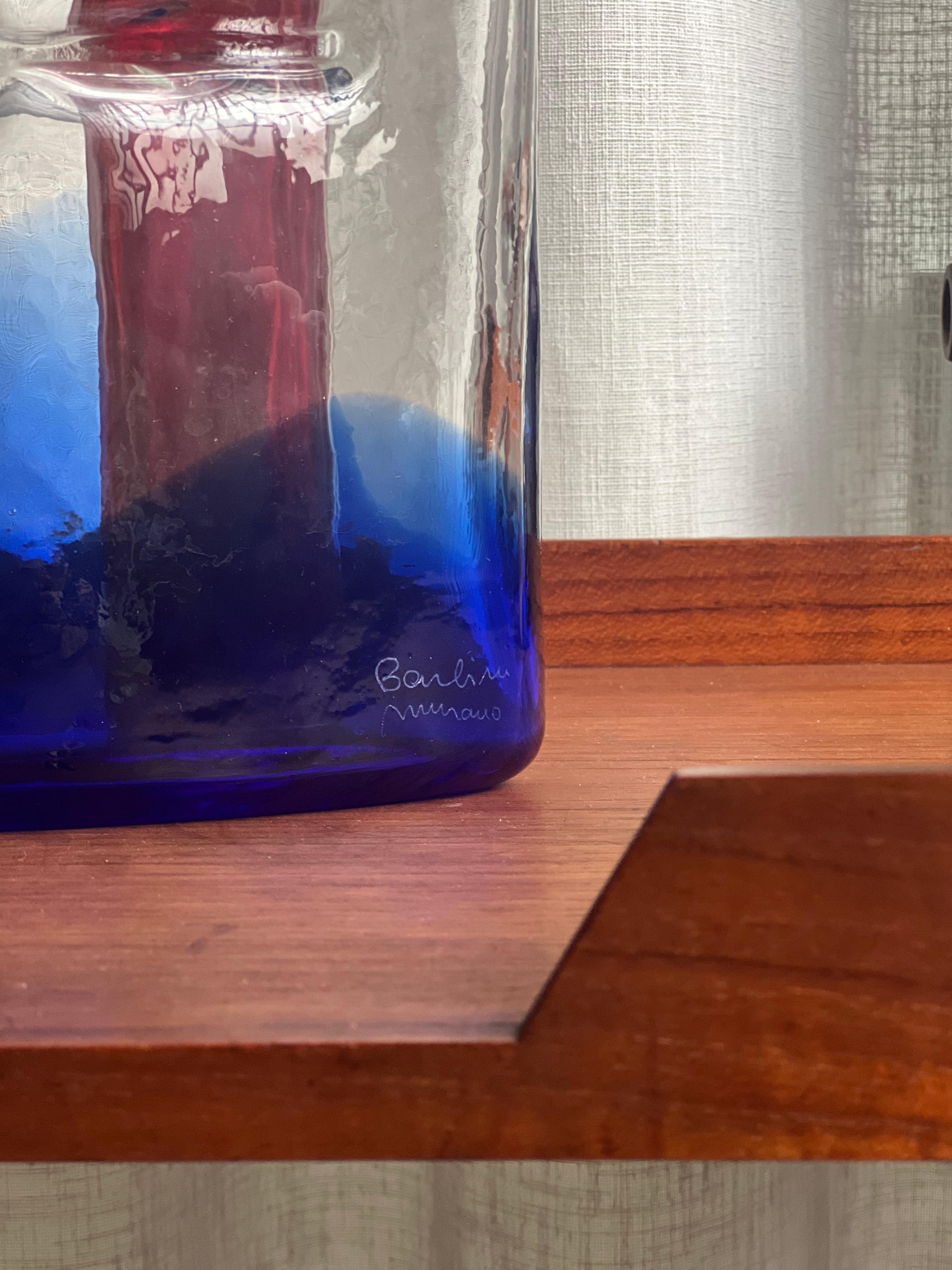 Vase sculptural de Murano par Alfredo Barbini, rouge, jaune, bleu en vente 2