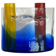 Colorful Murano Sculptural Vase by Alfredo Barbini, Red, Yellow, Blue