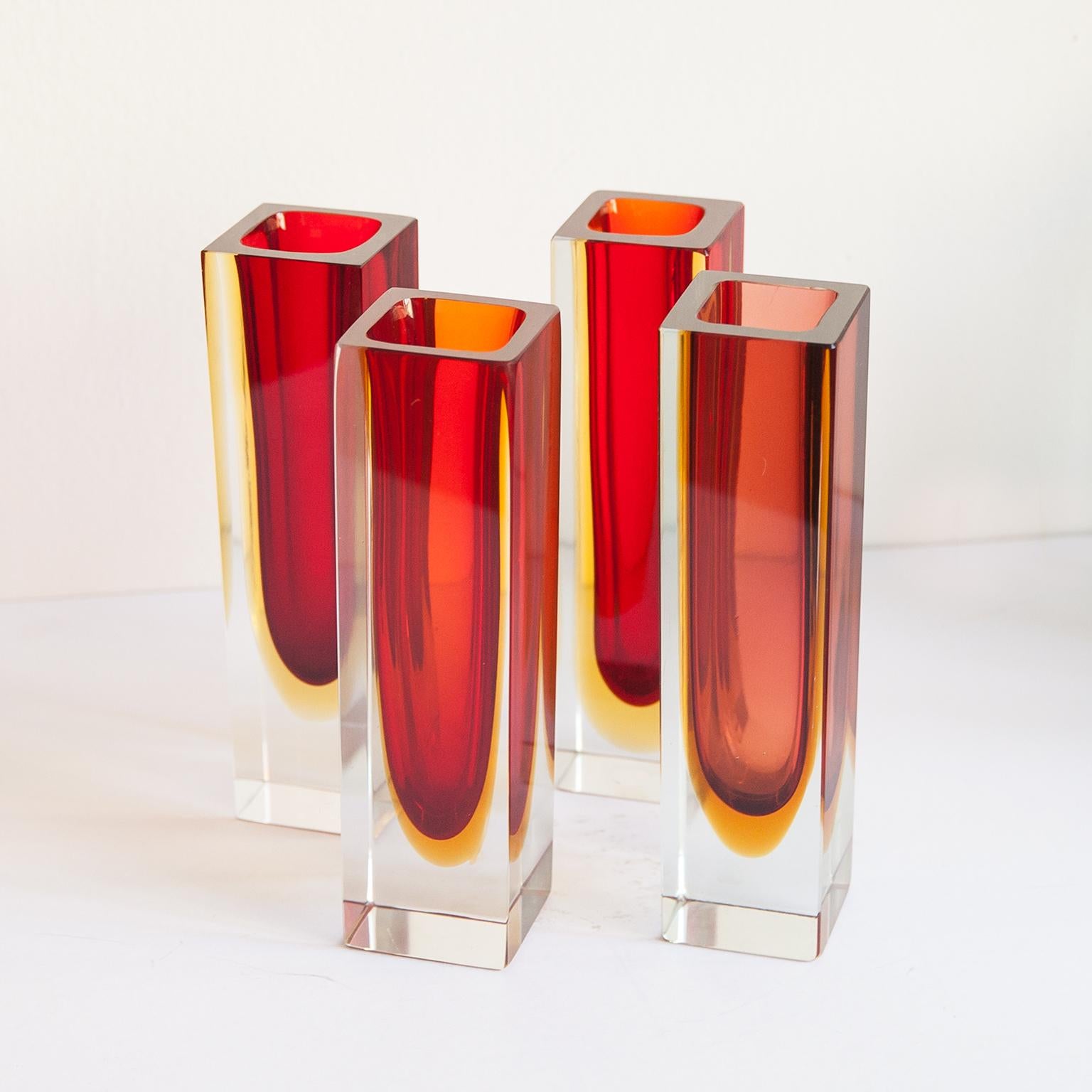 Mid-Century Modern Colorful Murano Sommerso Vases Flavio Poli Italy 1960s For Sale